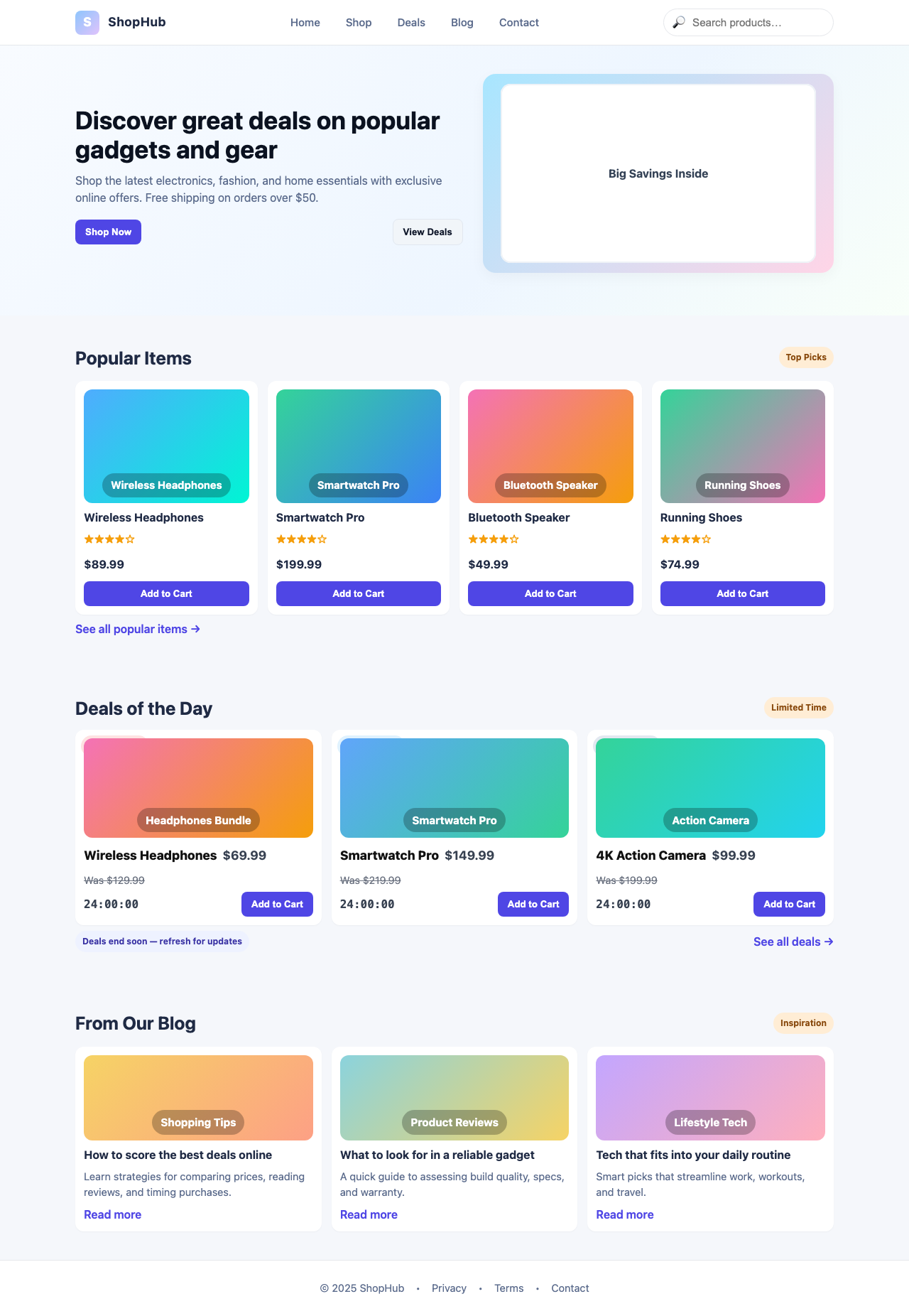 Screenshot sample 91 for shopping-home-page / GPT-5 Nano