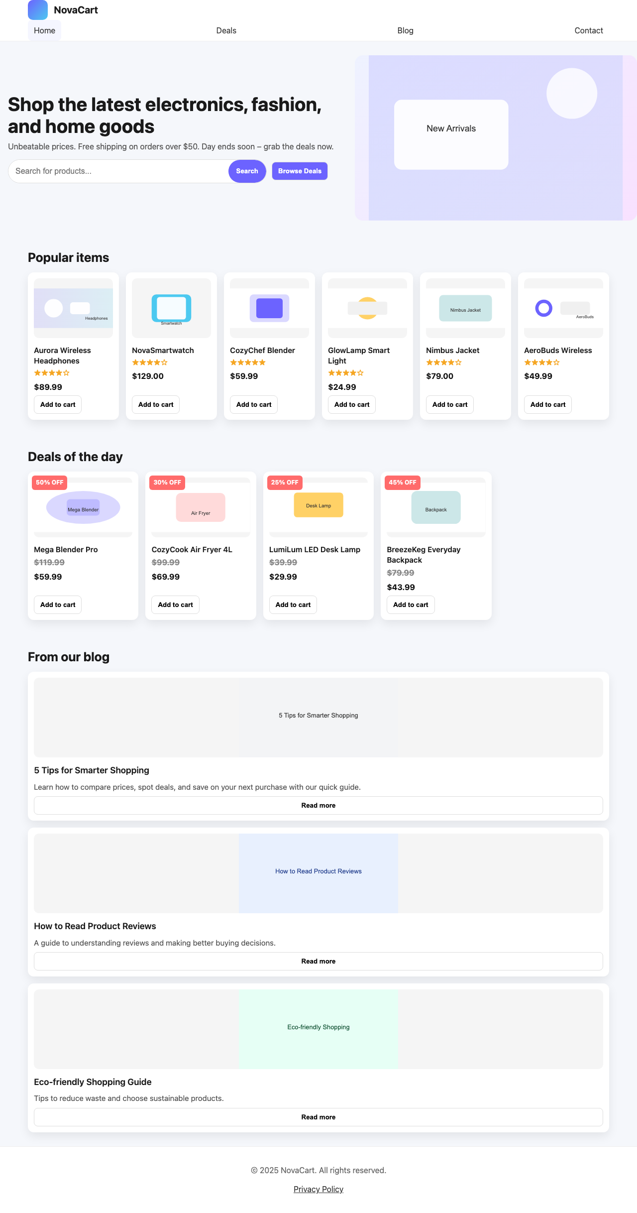 Screenshot sample 93 for shopping-home-page / GPT-5 Nano