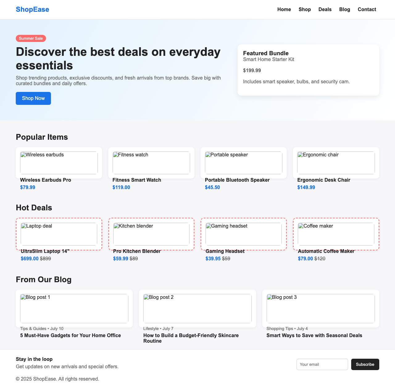 Screenshot sample 0 for shopping-home-page / GPT-5.2 Codex