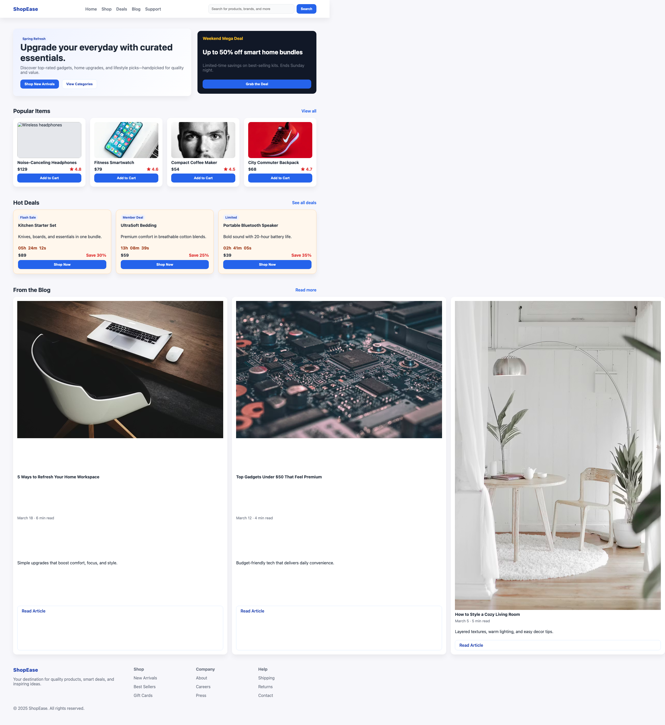 Screenshot sample 1 for shopping-home-page / GPT-5.2 Codex