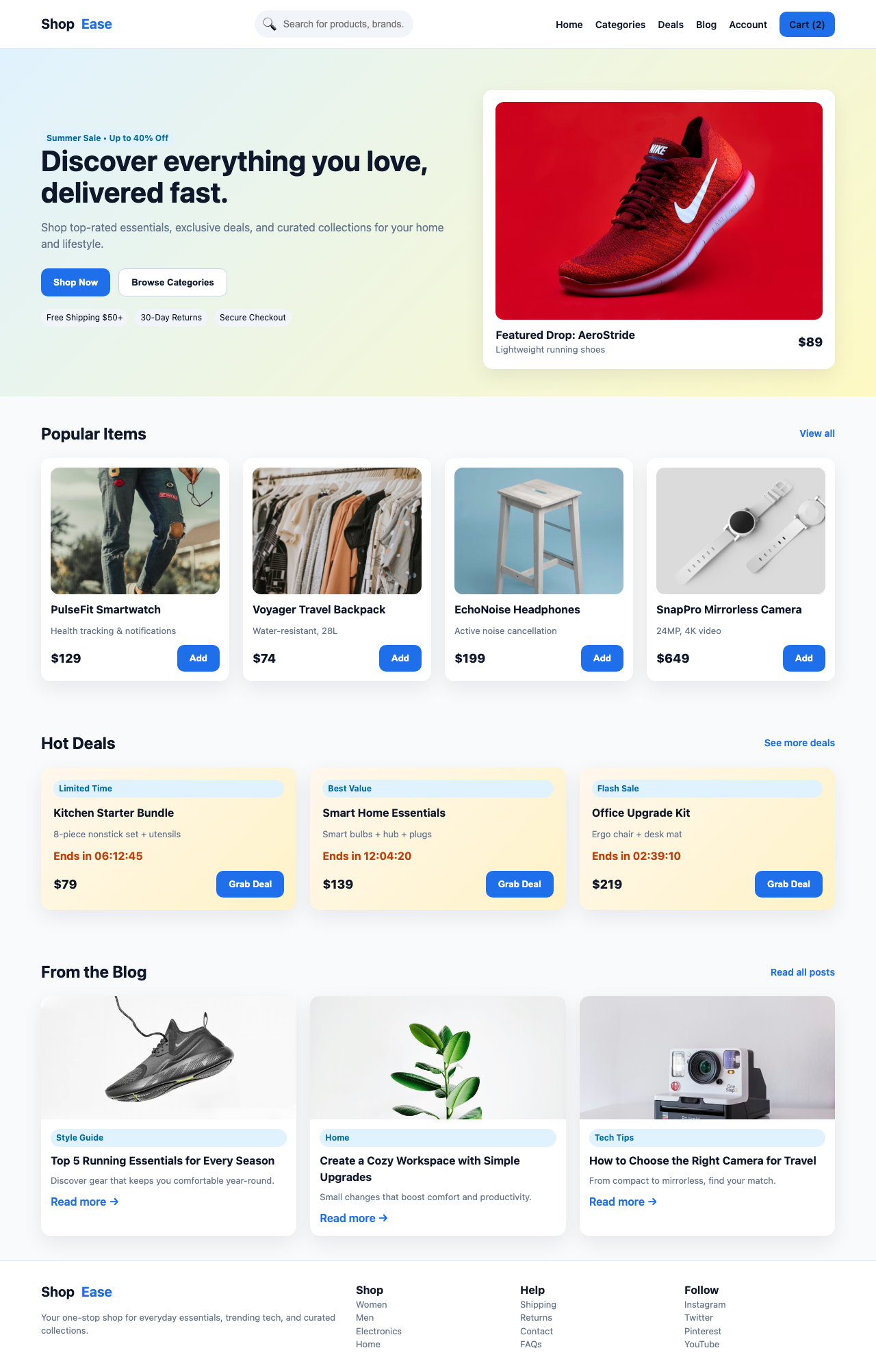 Screenshot sample 10 for shopping-home-page / GPT-5.2 Codex
