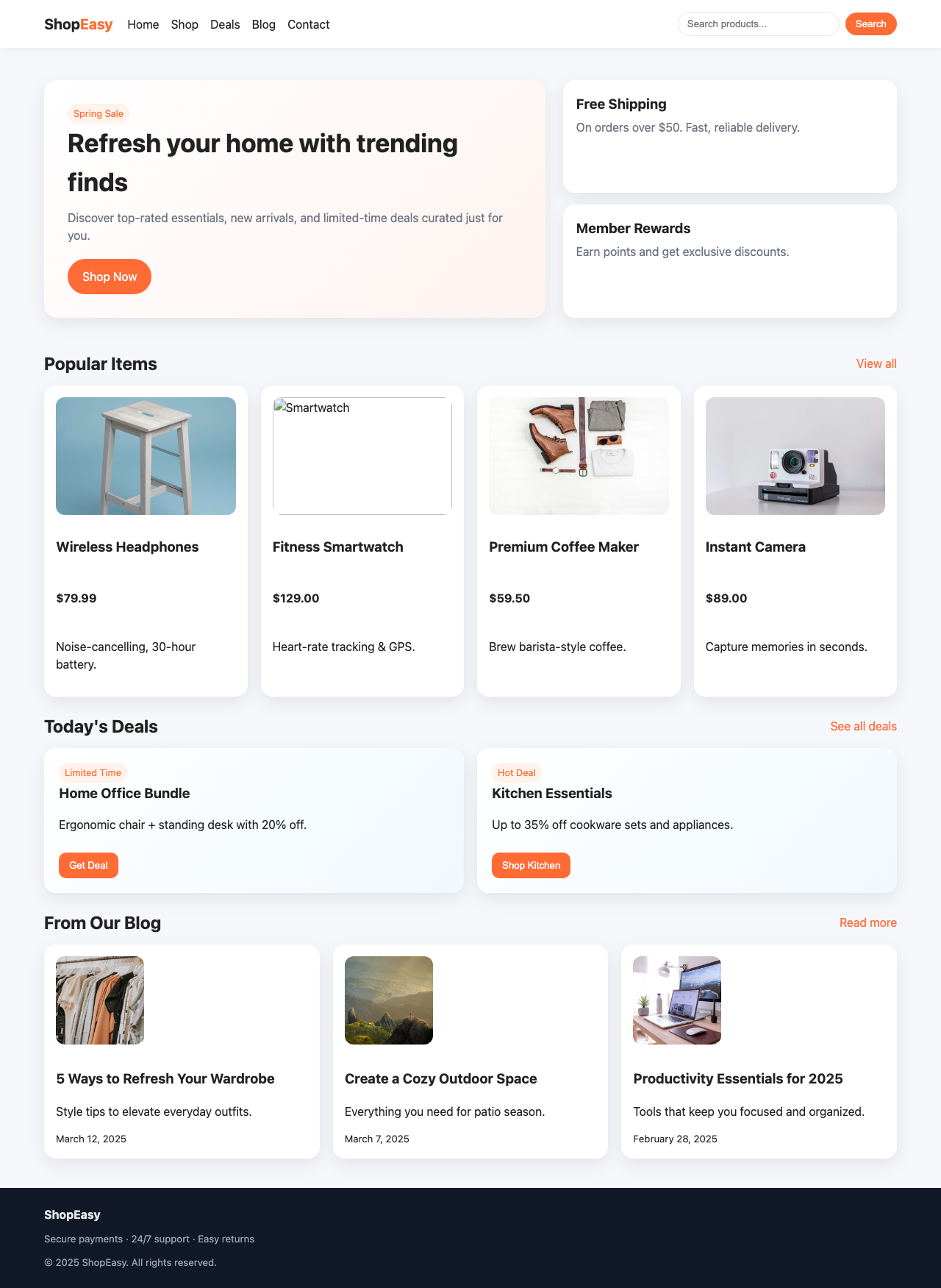 Screenshot sample 13 for shopping-home-page / GPT-5.2 Codex