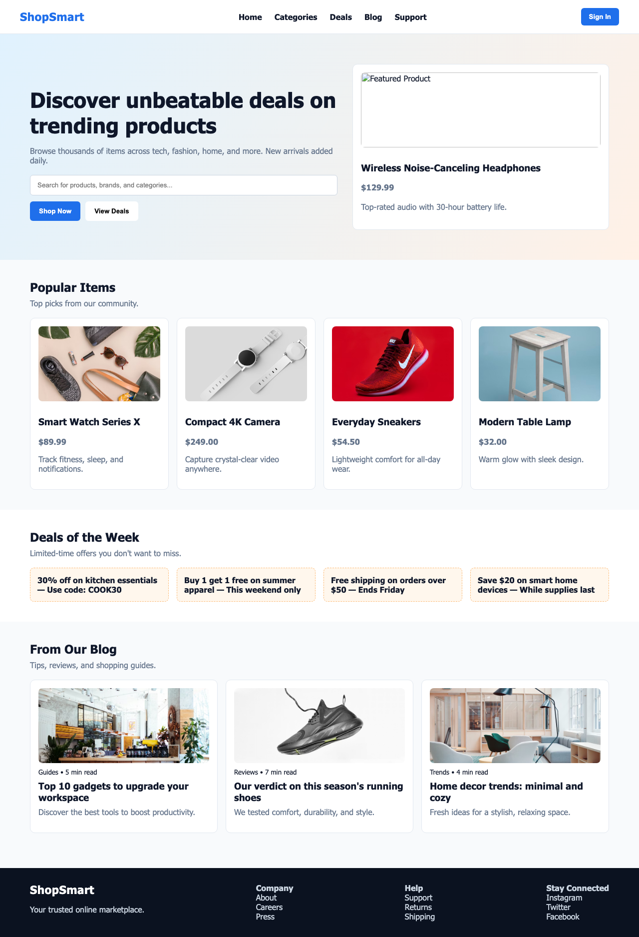 Screenshot sample 18 for shopping-home-page / GPT-5.2 Codex