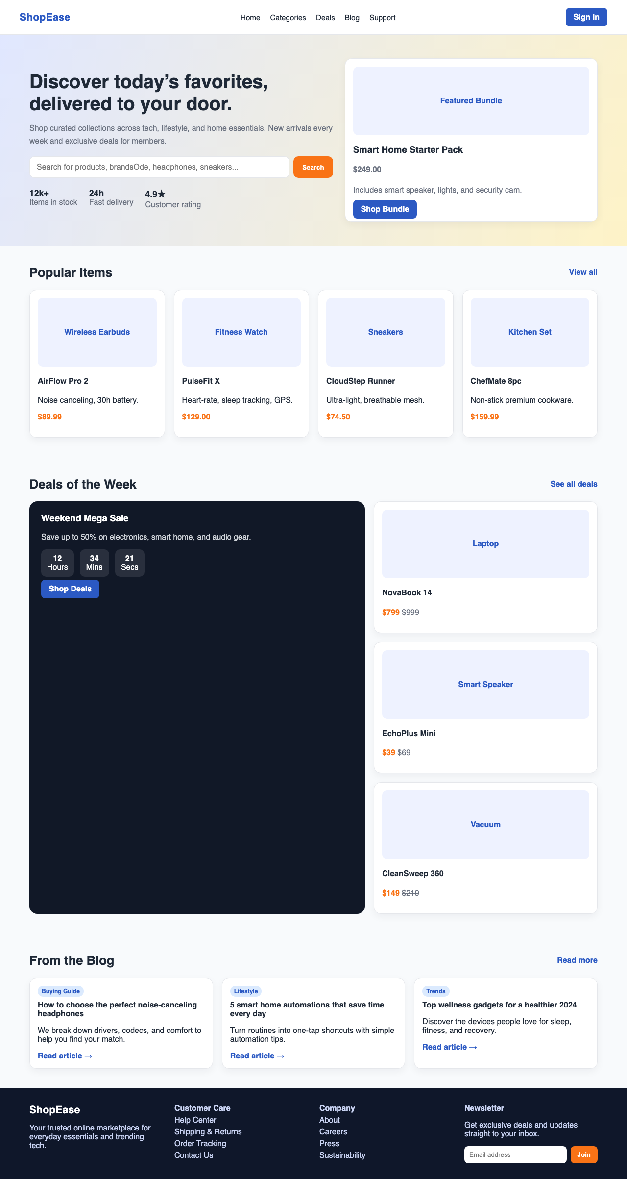 Screenshot sample 19 for shopping-home-page / GPT-5.2 Codex