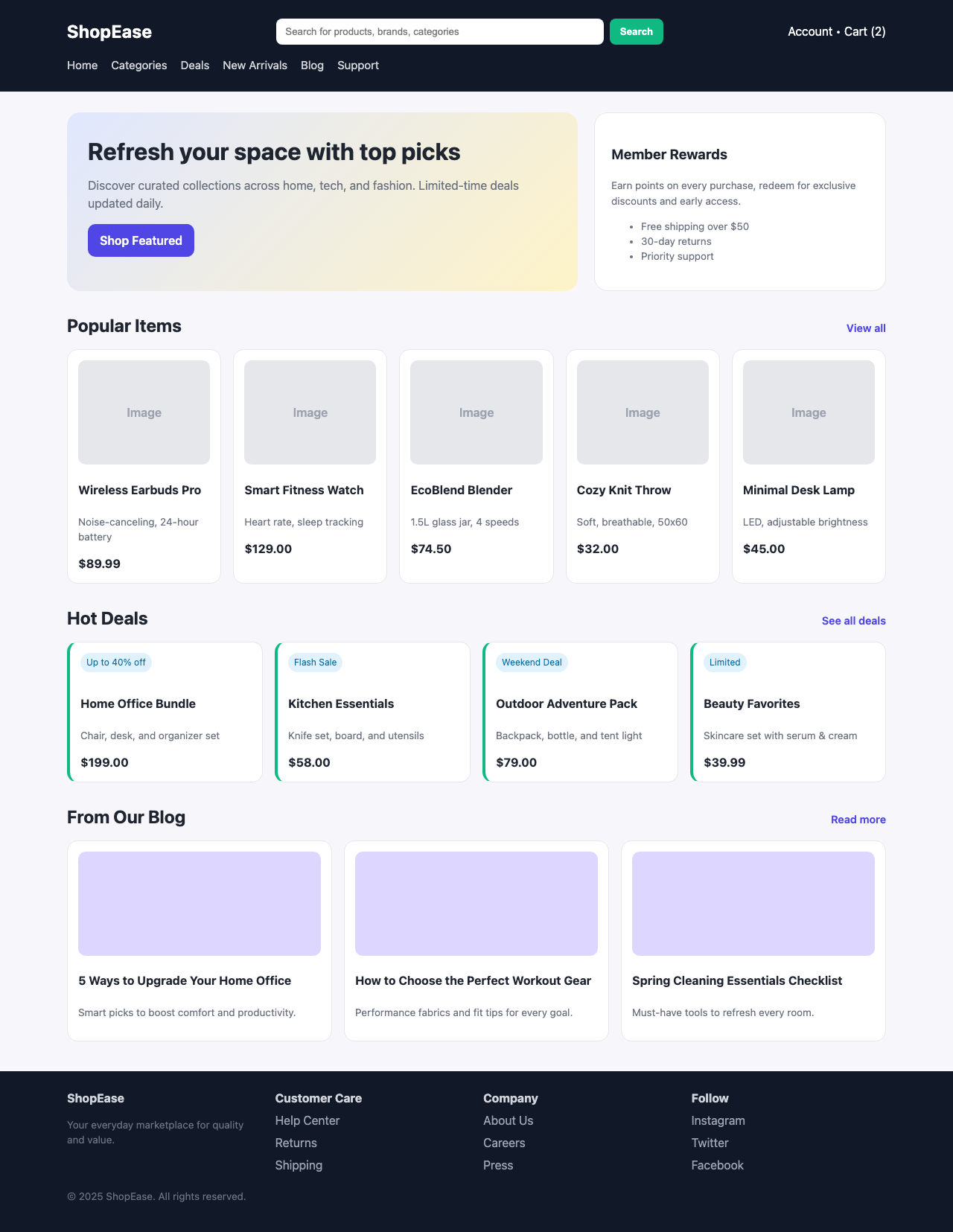 Screenshot sample 2 for shopping-home-page / GPT-5.2 Codex