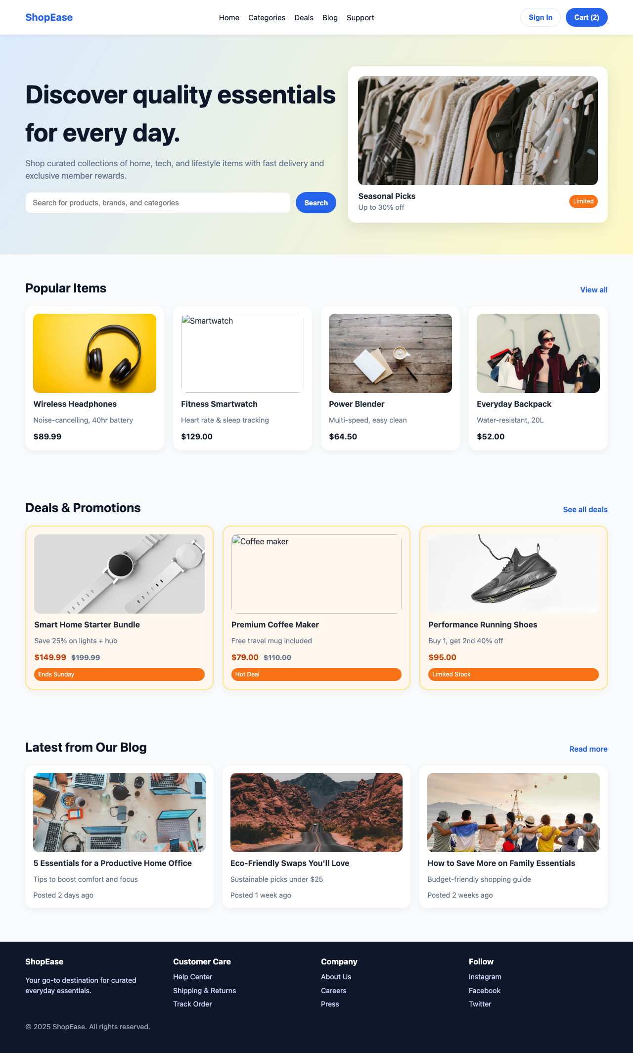 Screenshot sample 23 for shopping-home-page / GPT-5.2 Codex