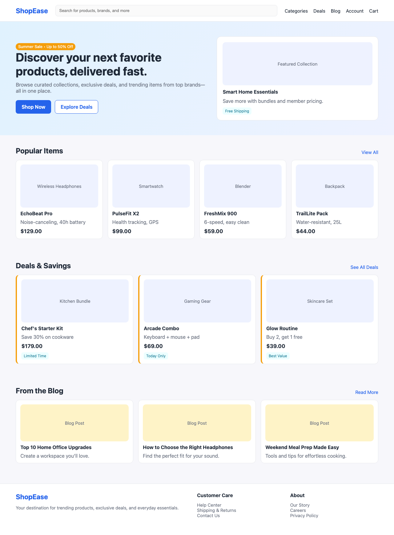 Screenshot sample 3 for shopping-home-page / GPT-5.2 Codex