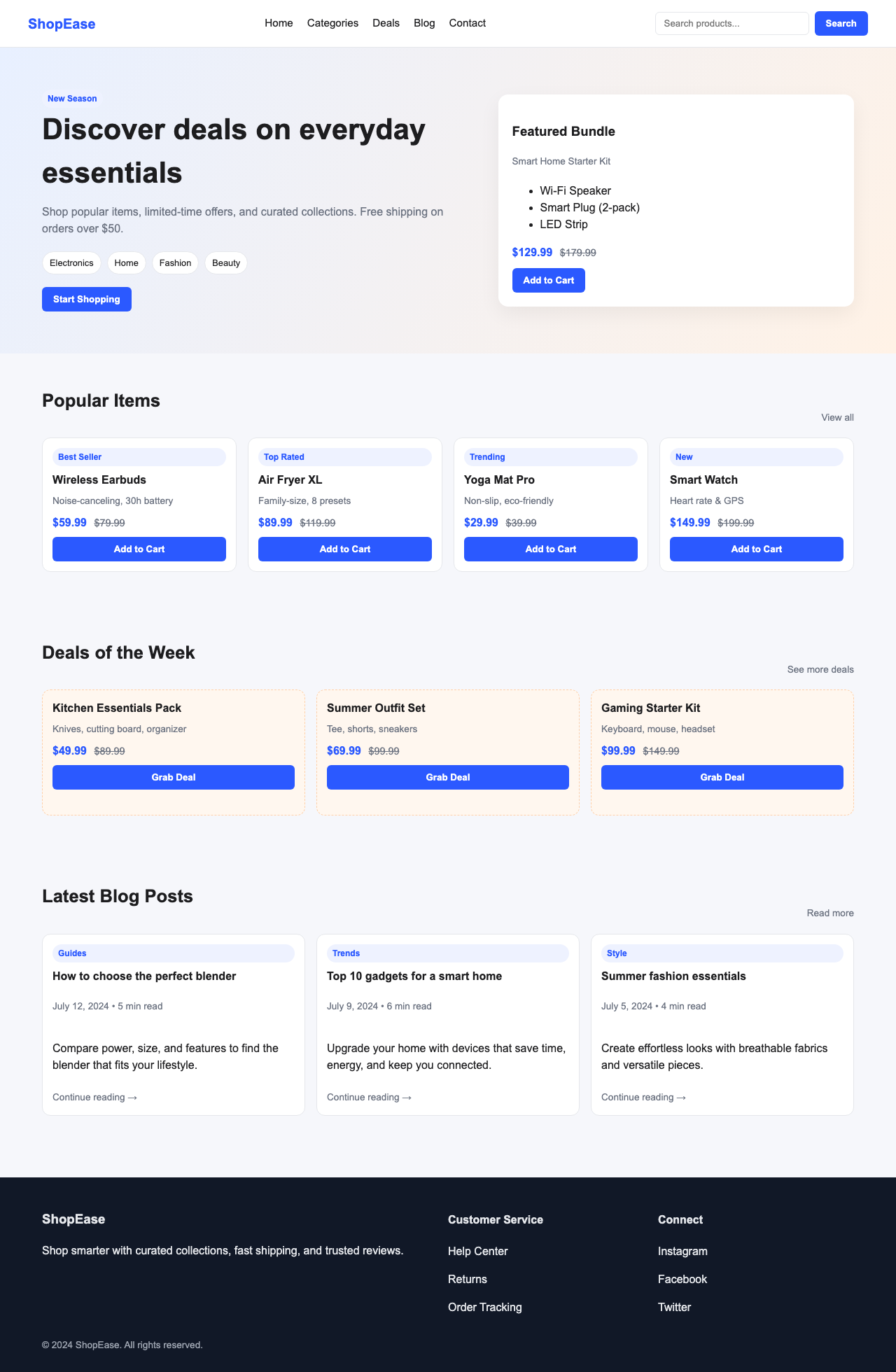 Screenshot sample 4 for shopping-home-page / GPT-5.2 Codex