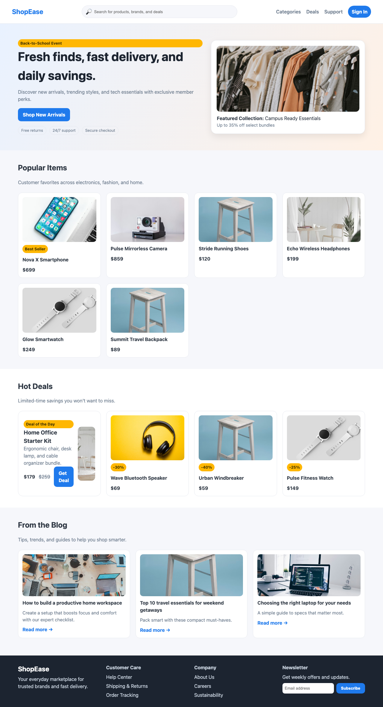 Screenshot sample 5 for shopping-home-page / GPT-5.2 Codex