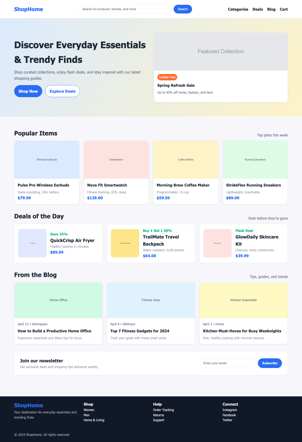 Screenshot sample 6 for shopping-home-page / GPT-5.2 Codex