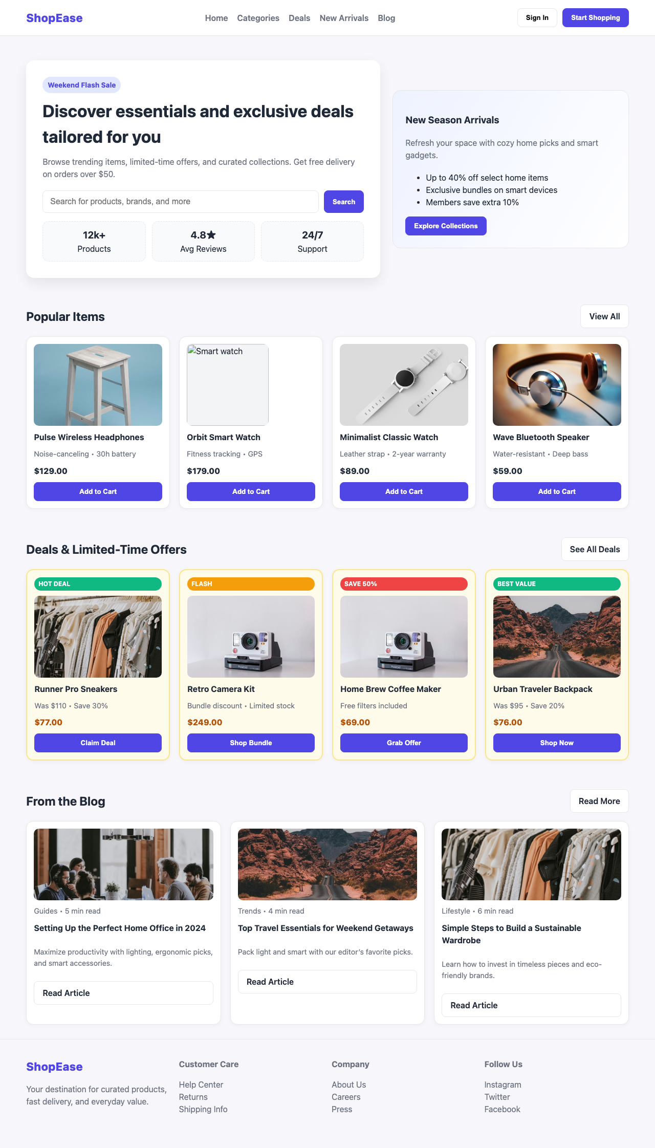 Screenshot sample 7 for shopping-home-page / GPT-5.2 Codex