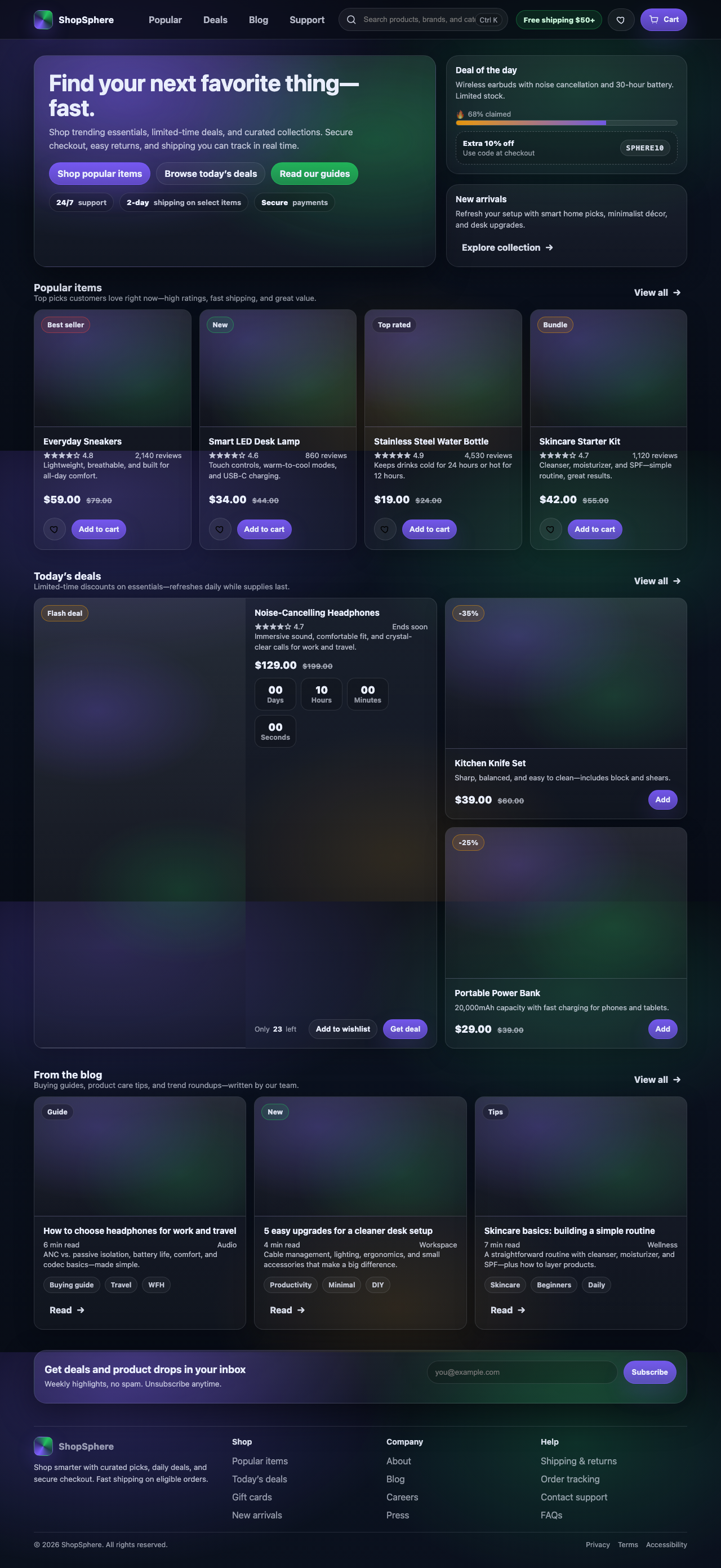 Screenshot sample 1 for shopping-home-page / GPT-5.2