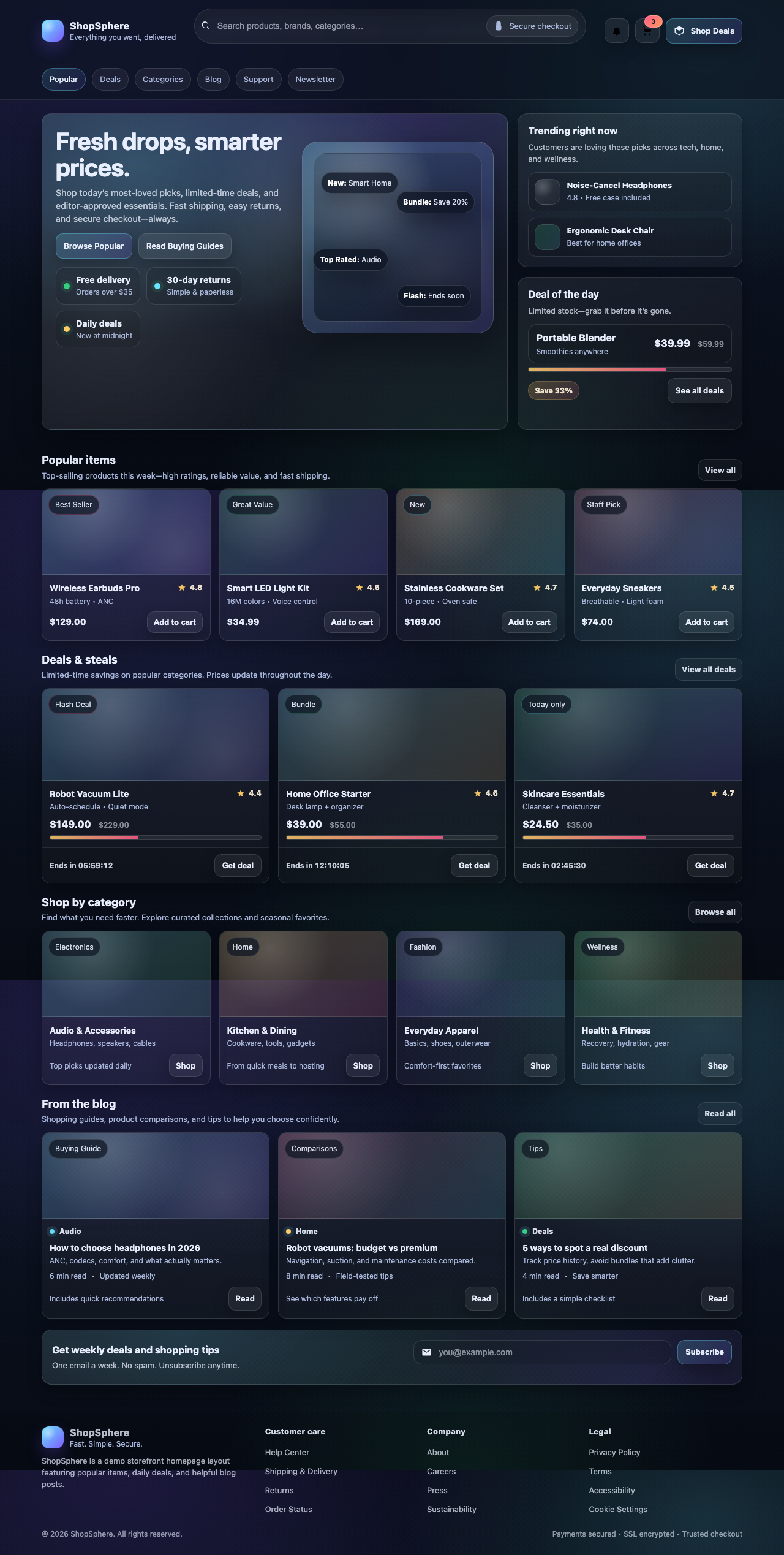 Screenshot sample 2 for shopping-home-page / GPT-5.2