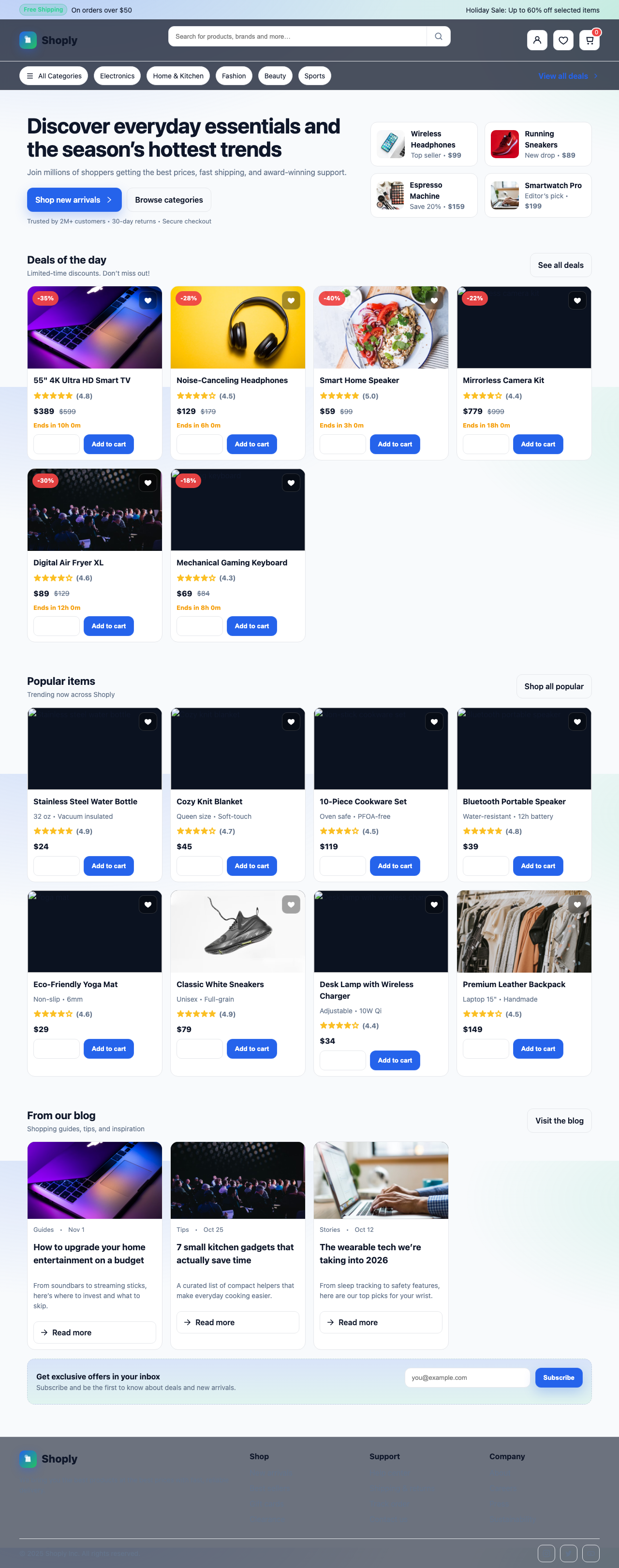 Screenshot sample 0 for shopping-home-page / GPT-5
