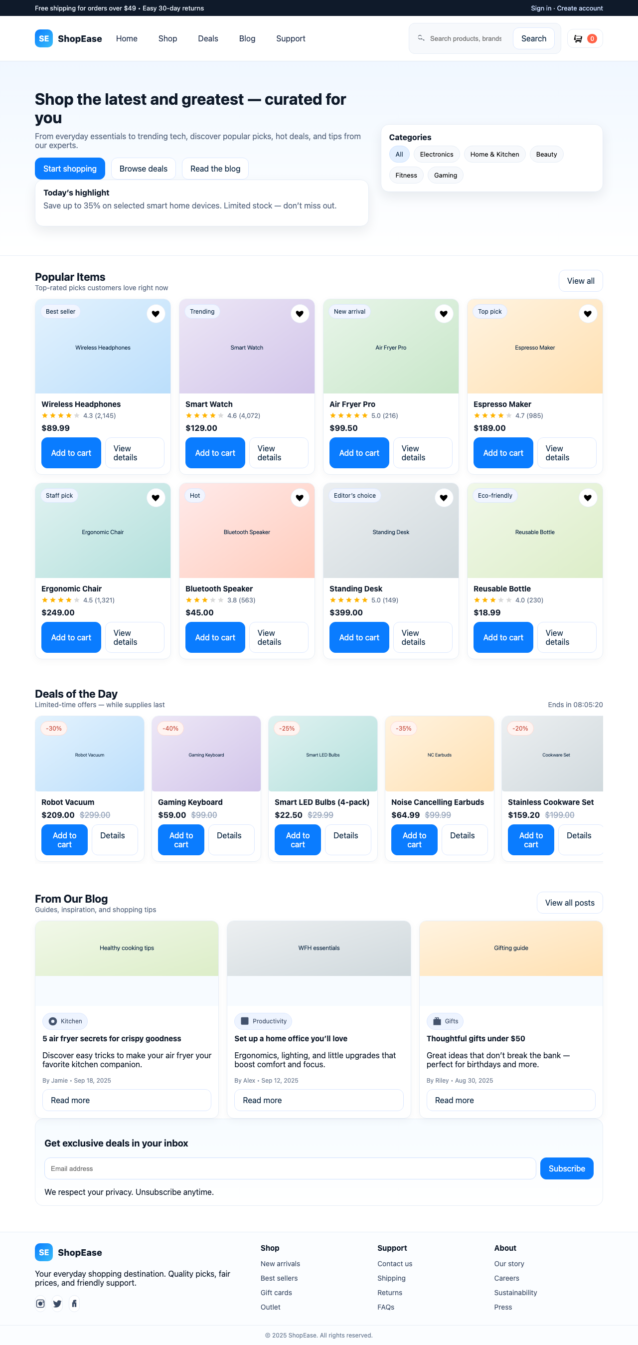Screenshot sample 11 for shopping-home-page / GPT-5
