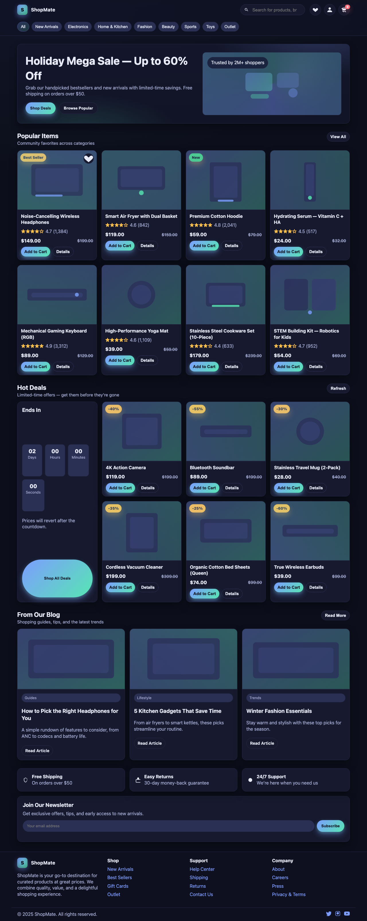 Screenshot sample 12 for shopping-home-page / GPT-5