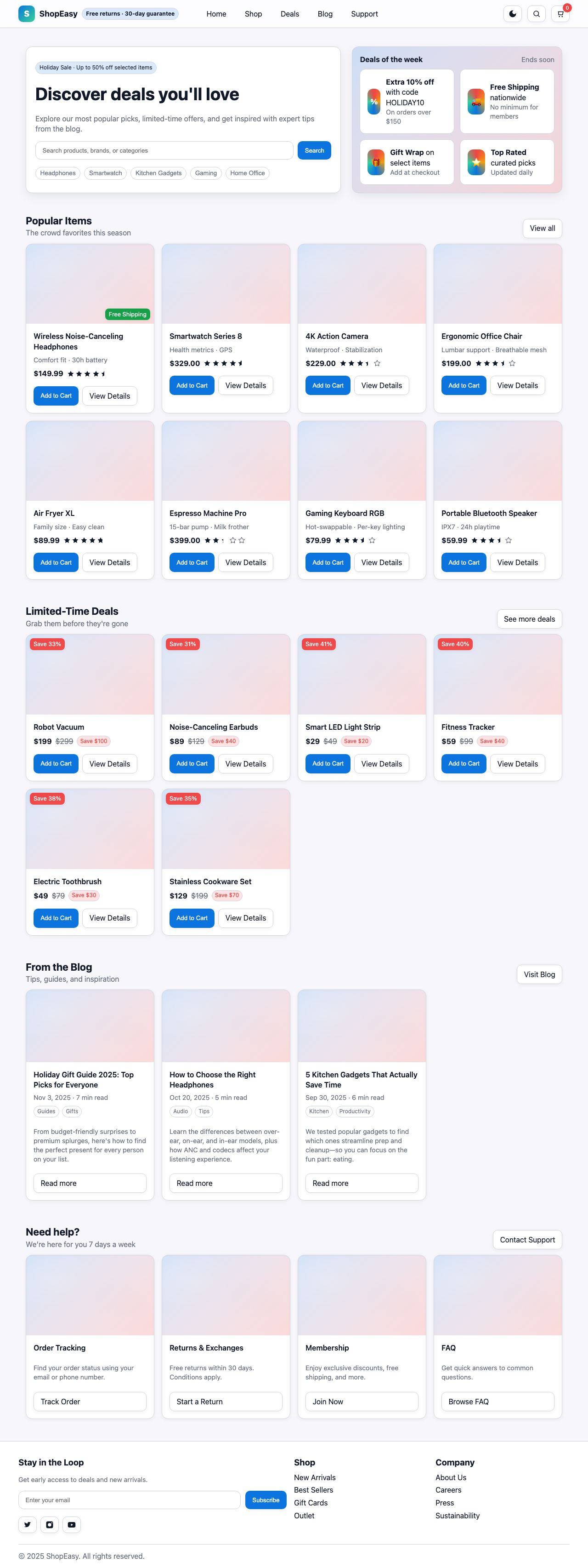Screenshot sample 16 for shopping-home-page / GPT-5