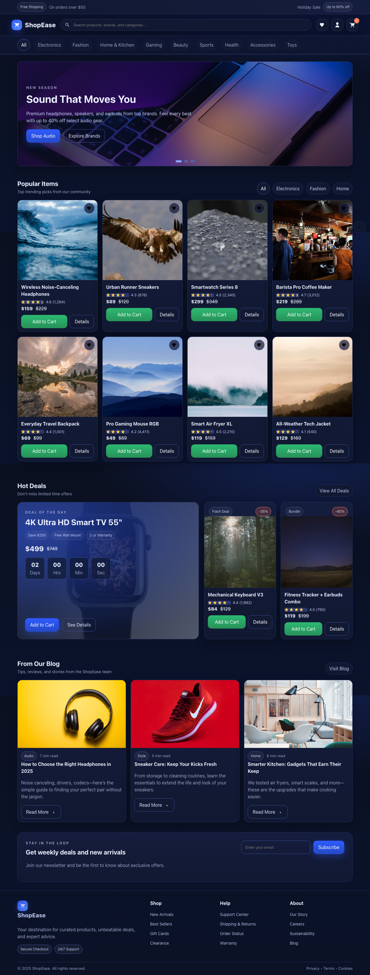 Screenshot sample 2 for shopping-home-page / GPT-5