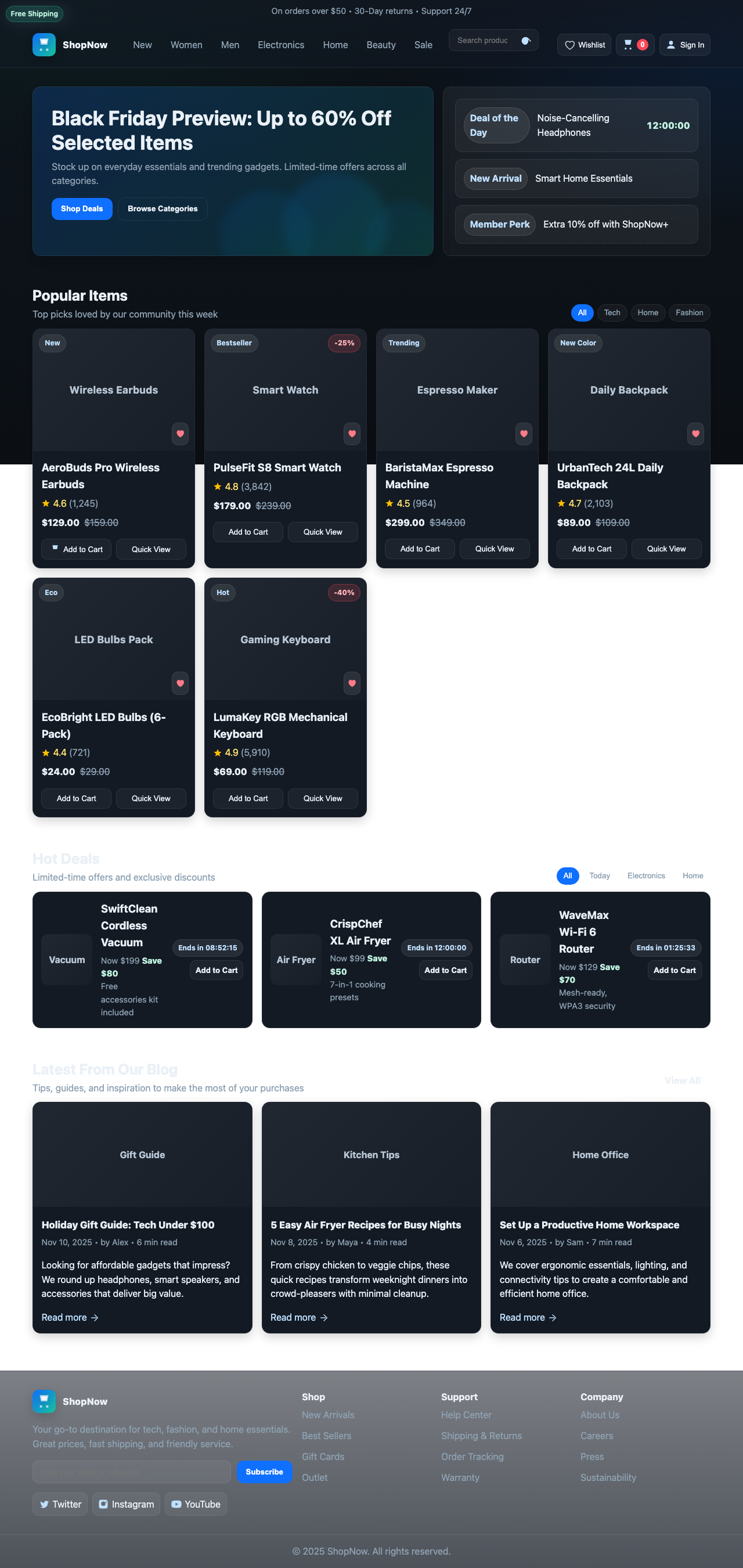 Screenshot sample 25 for shopping-home-page / GPT-5