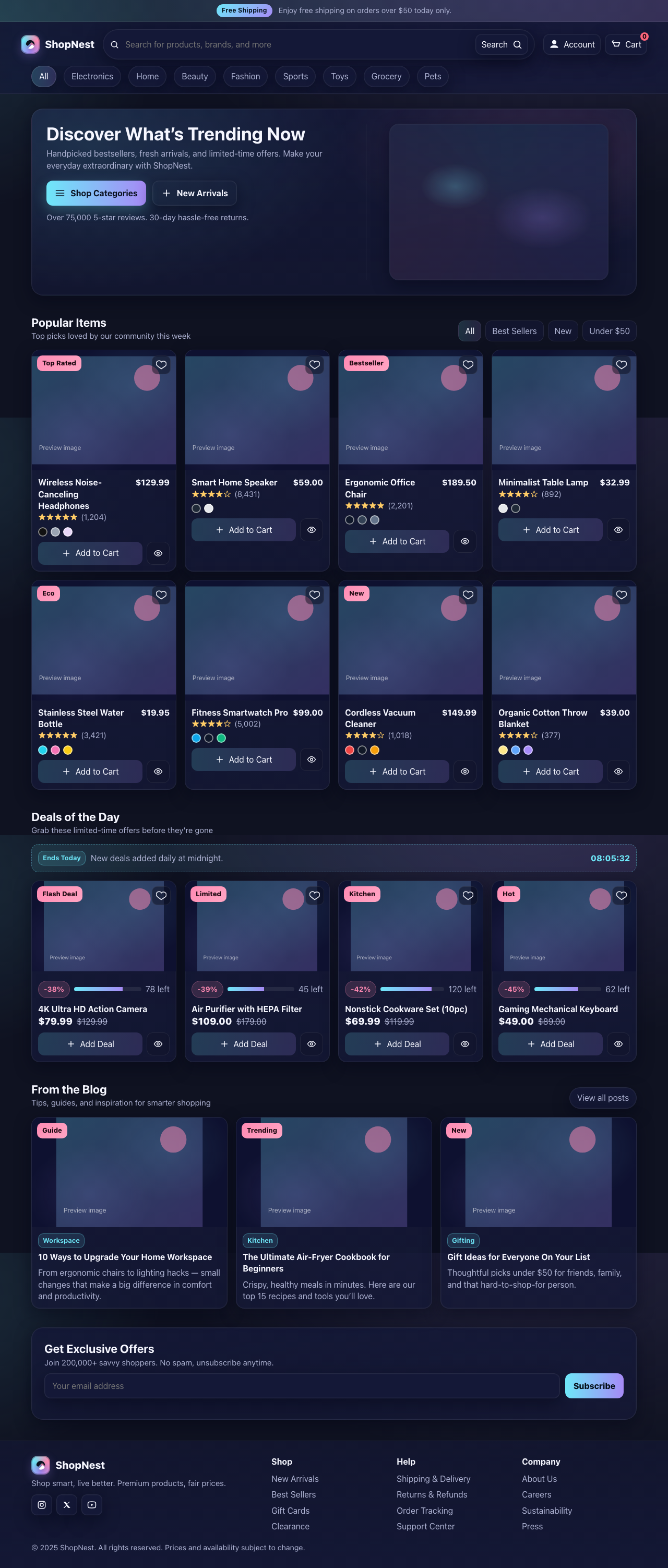 Screenshot sample 3 for shopping-home-page / GPT-5