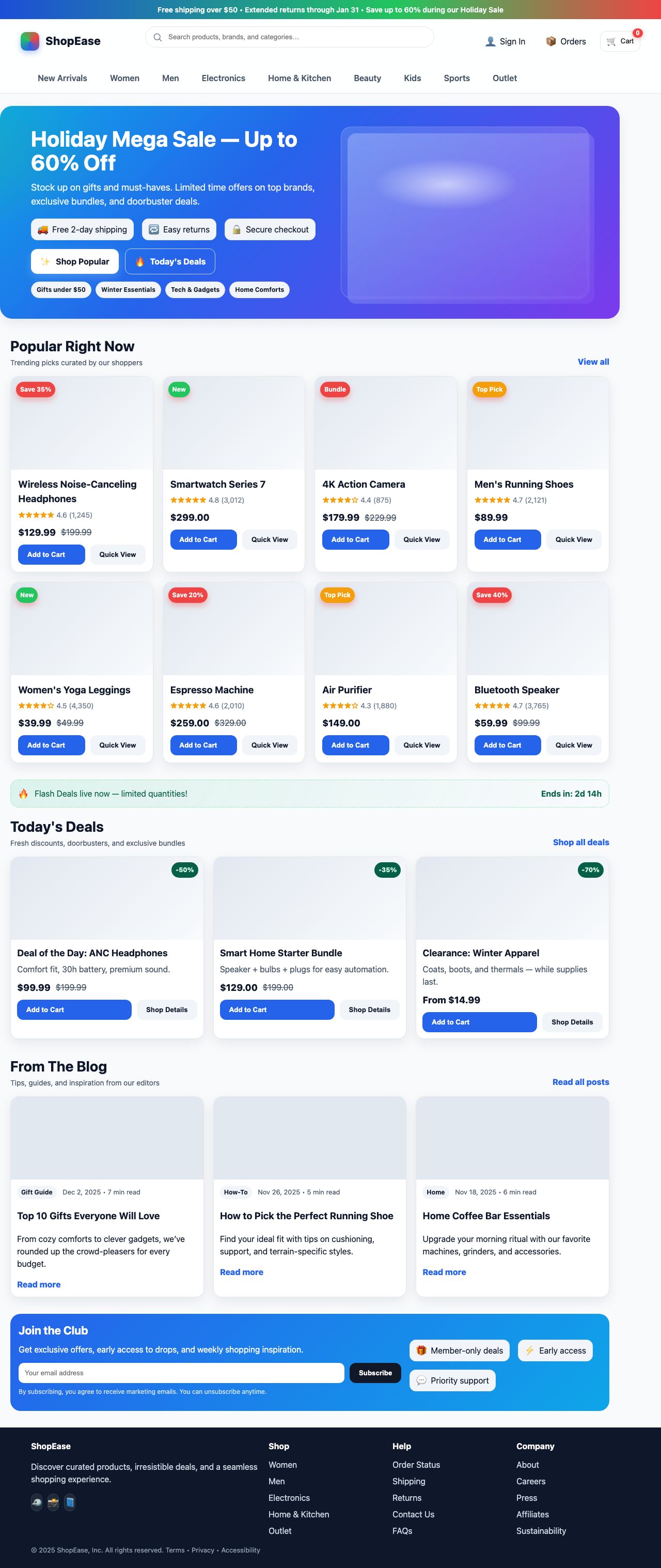Screenshot sample 50 for shopping-home-page / GPT-5