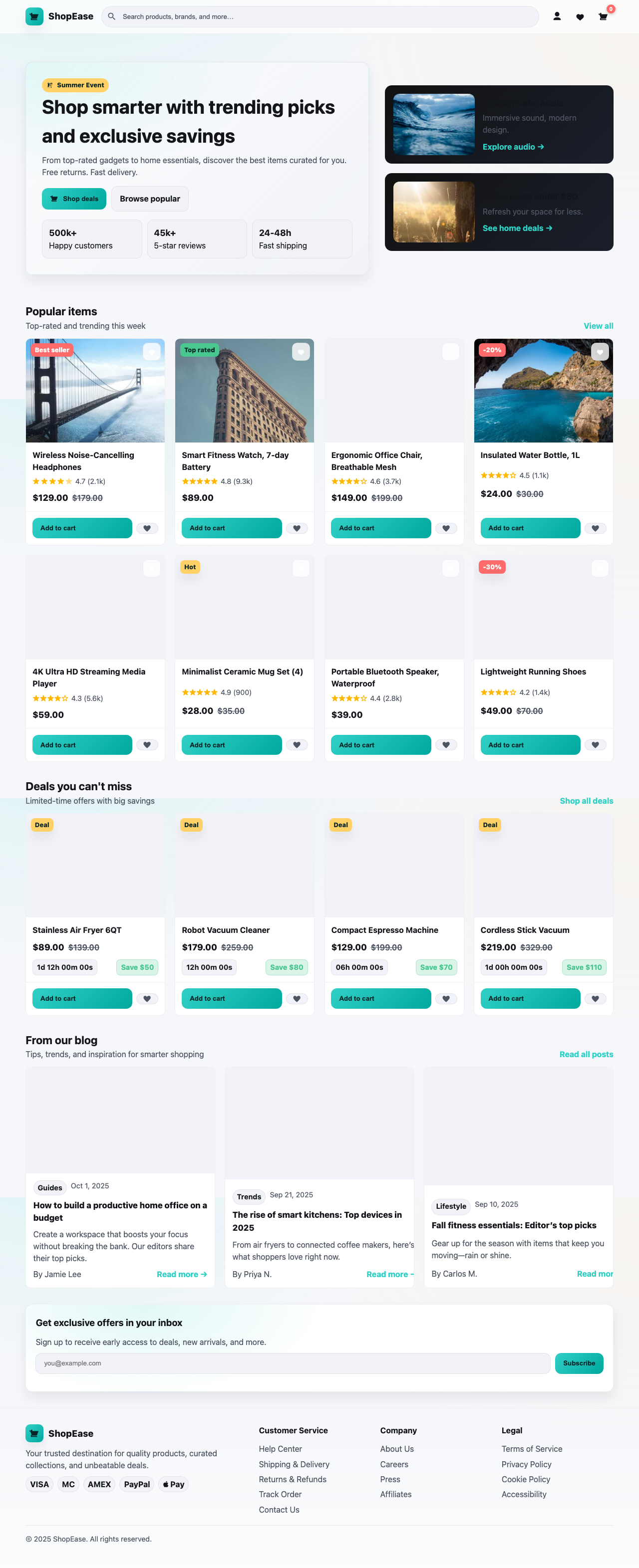 Screenshot sample 6 for shopping-home-page / GPT-5