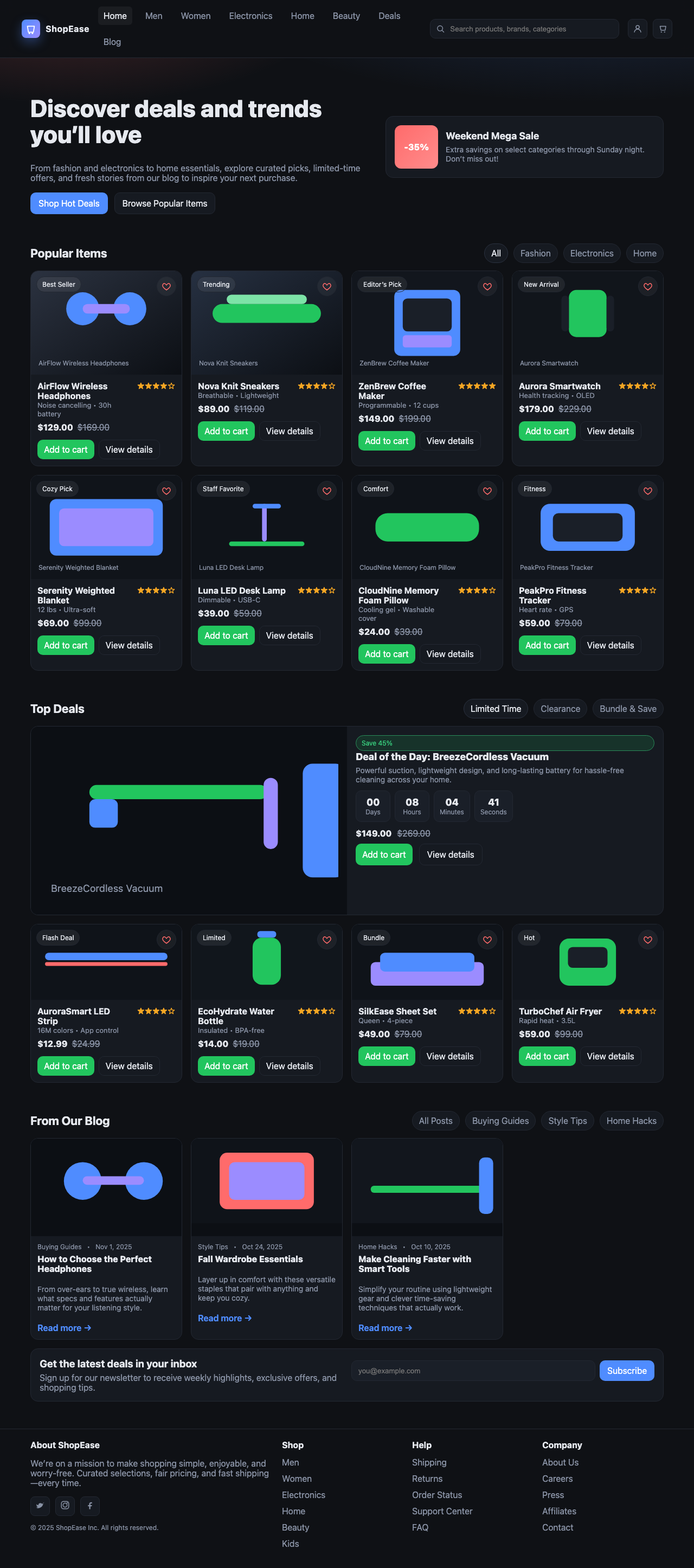 Screenshot sample 84 for shopping-home-page / GPT-5