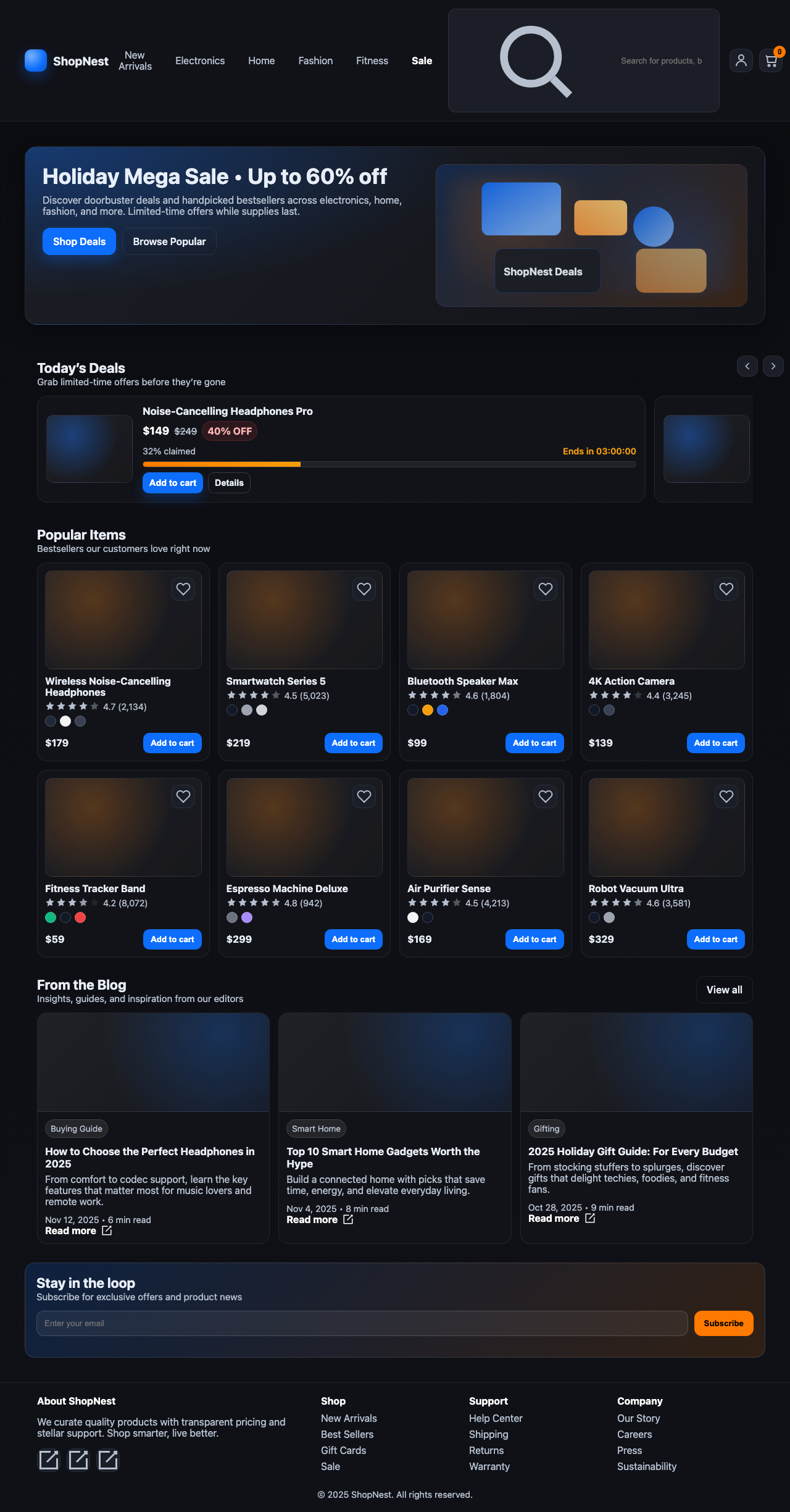 Screenshot sample 85 for shopping-home-page / GPT-5