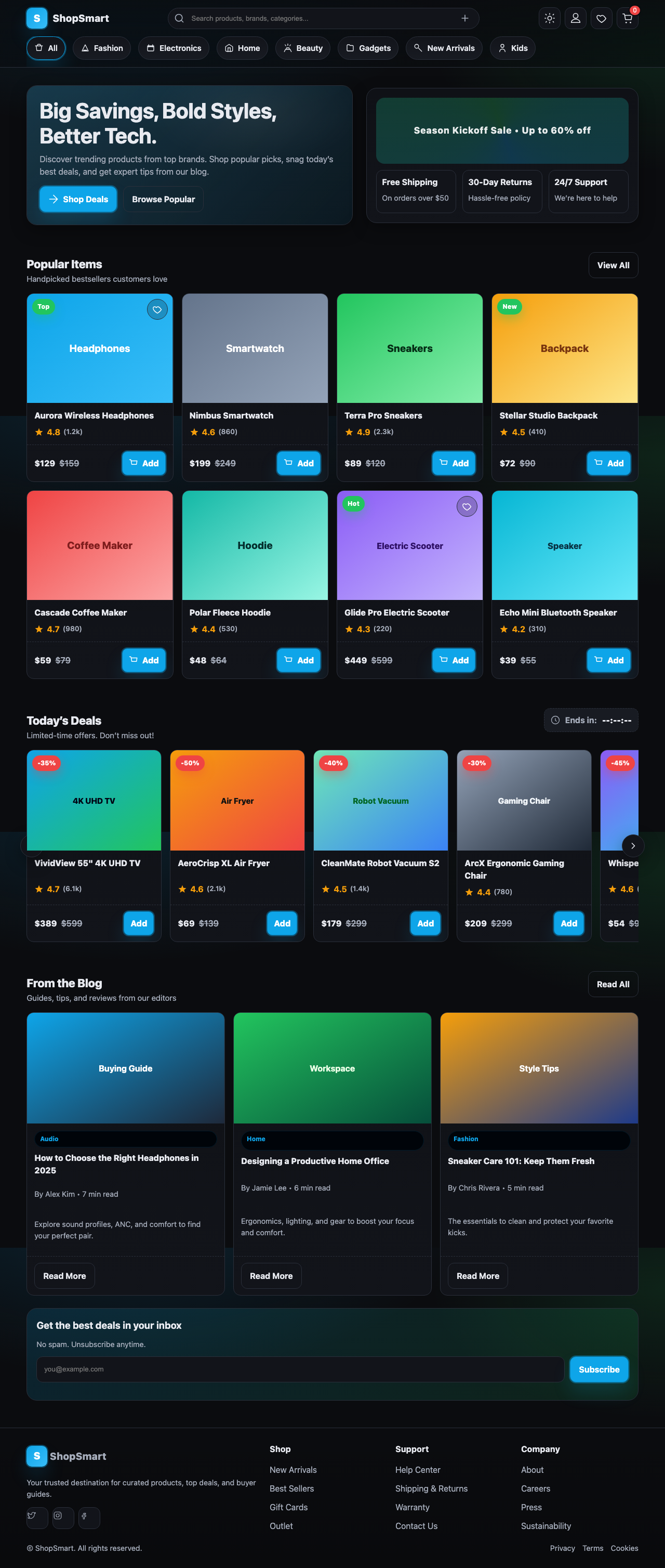 Screenshot sample 9 for shopping-home-page / GPT-5