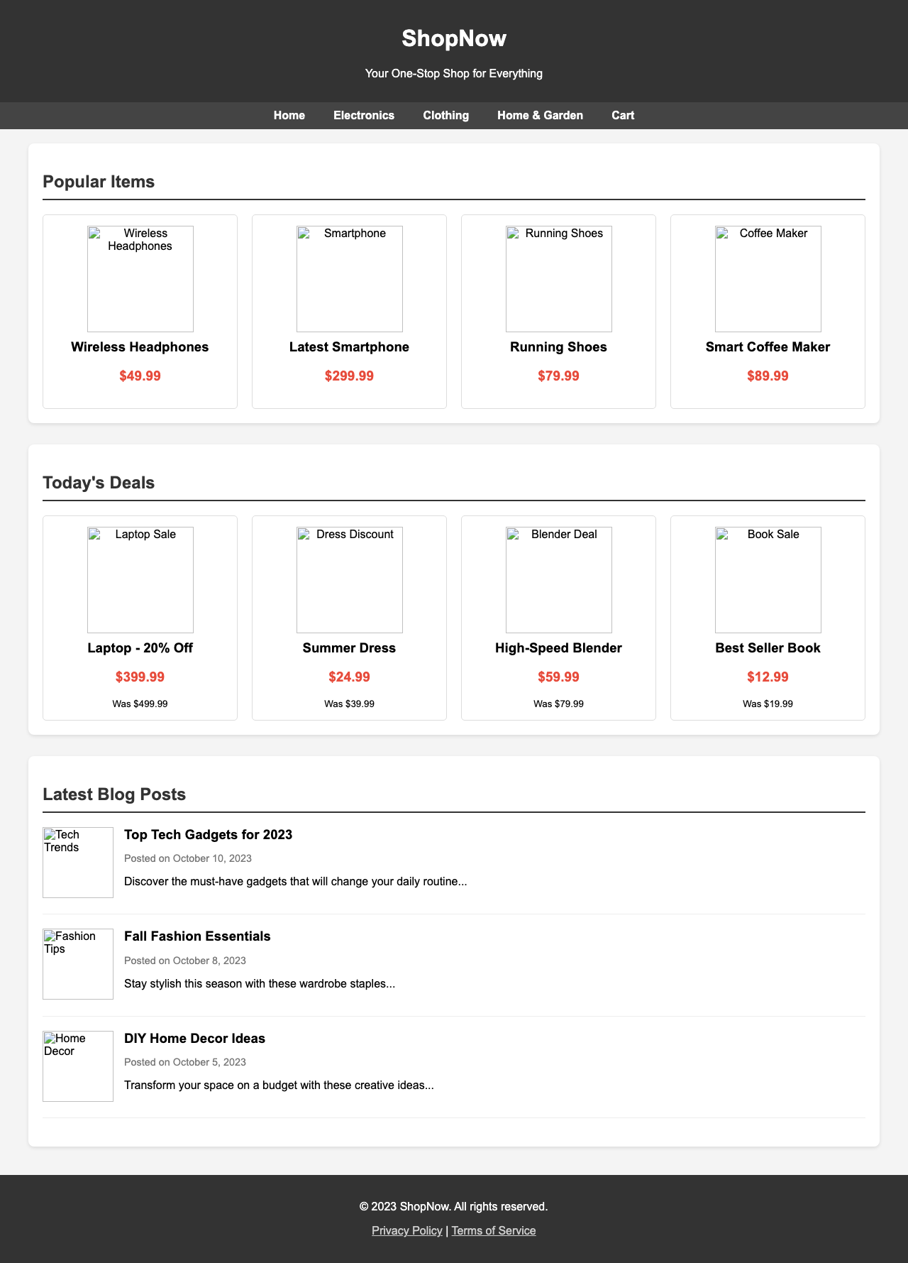 Screenshot sample 15 for shopping-home-page / Grok 4 Fast Non-Reasoning