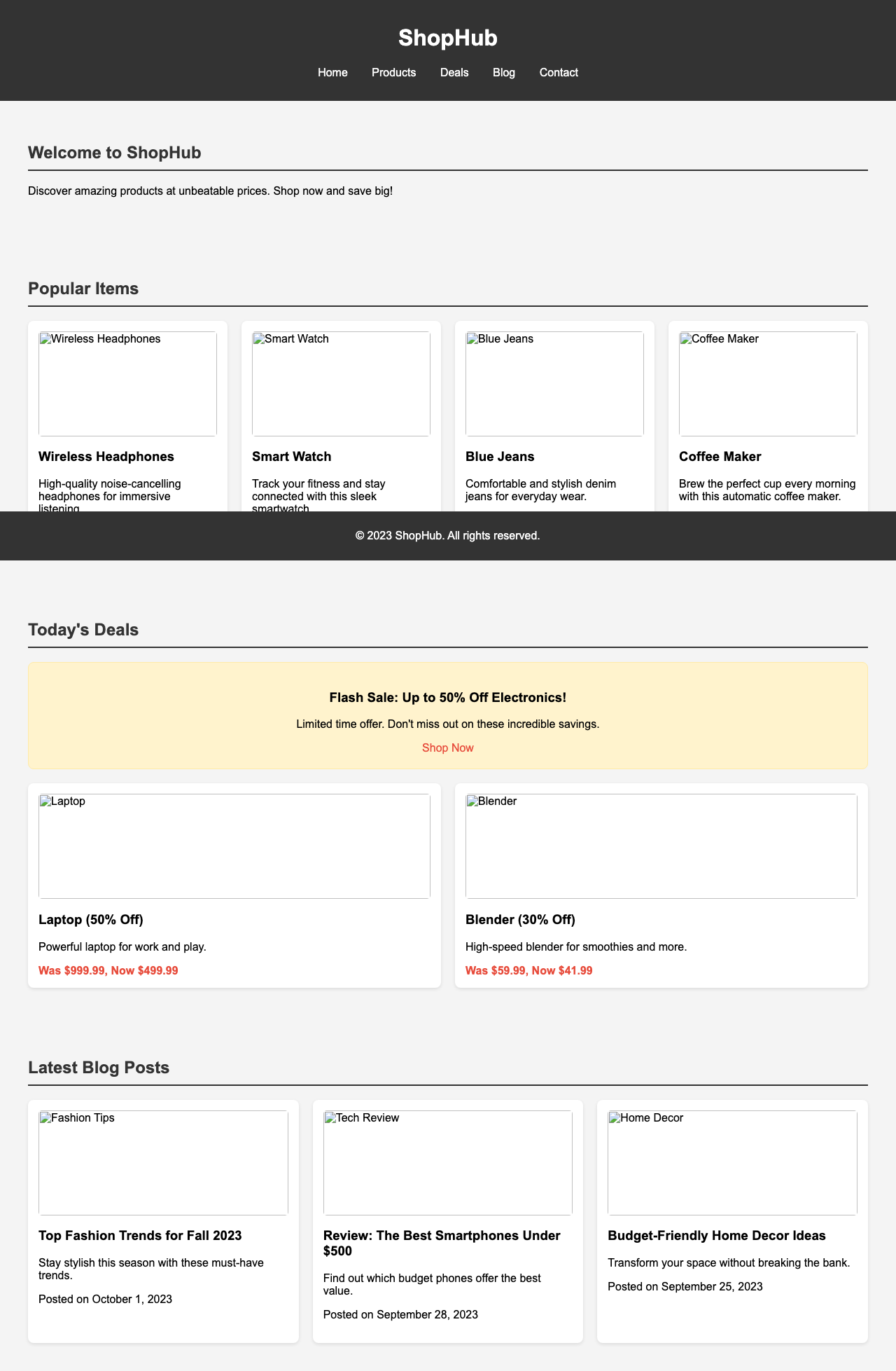 Screenshot sample 6 for shopping-home-page / Grok 4 Fast Non-Reasoning