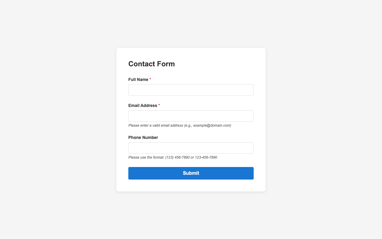 Screenshot sample 11 for simple-contact-form / Claude Haiku 4.5