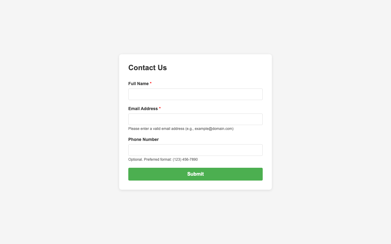 Screenshot sample 13 for simple-contact-form / Claude Haiku 4.5