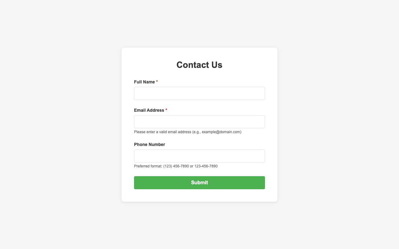 Screenshot sample 16 for simple-contact-form / Claude Haiku 4.5