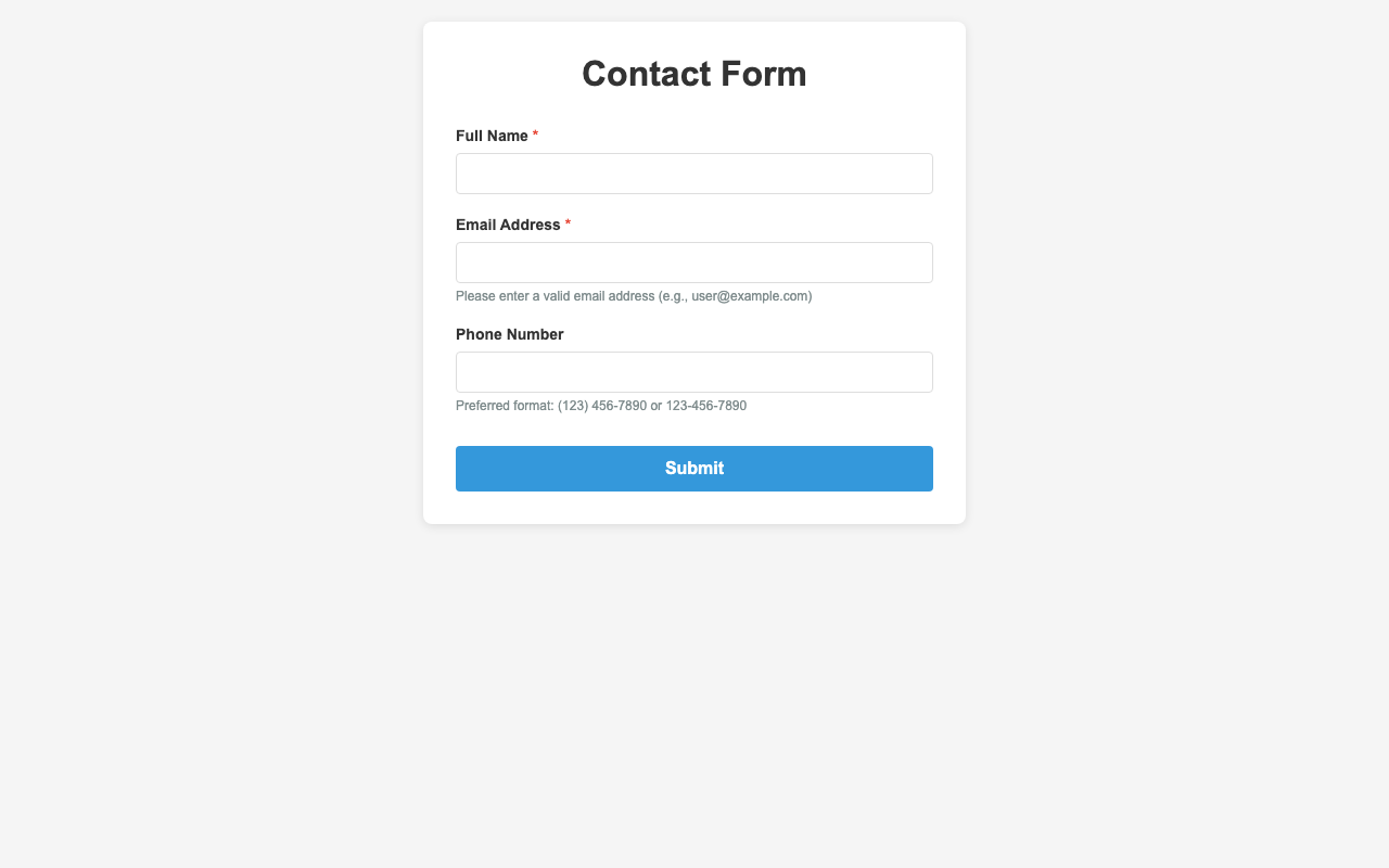 Screenshot sample 19 for simple-contact-form / Claude Haiku 4.5