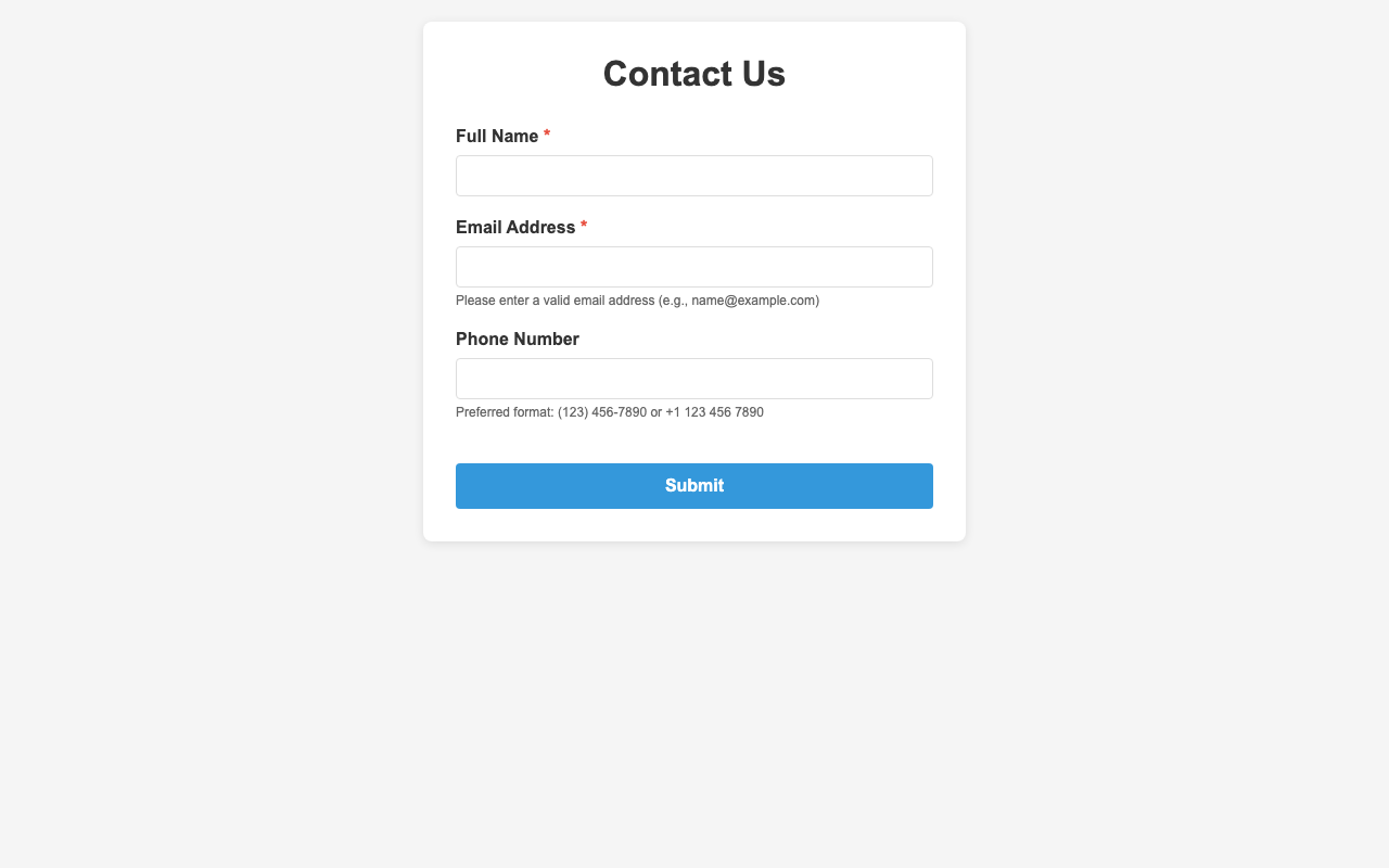 Screenshot sample 22 for simple-contact-form / Claude Haiku 4.5