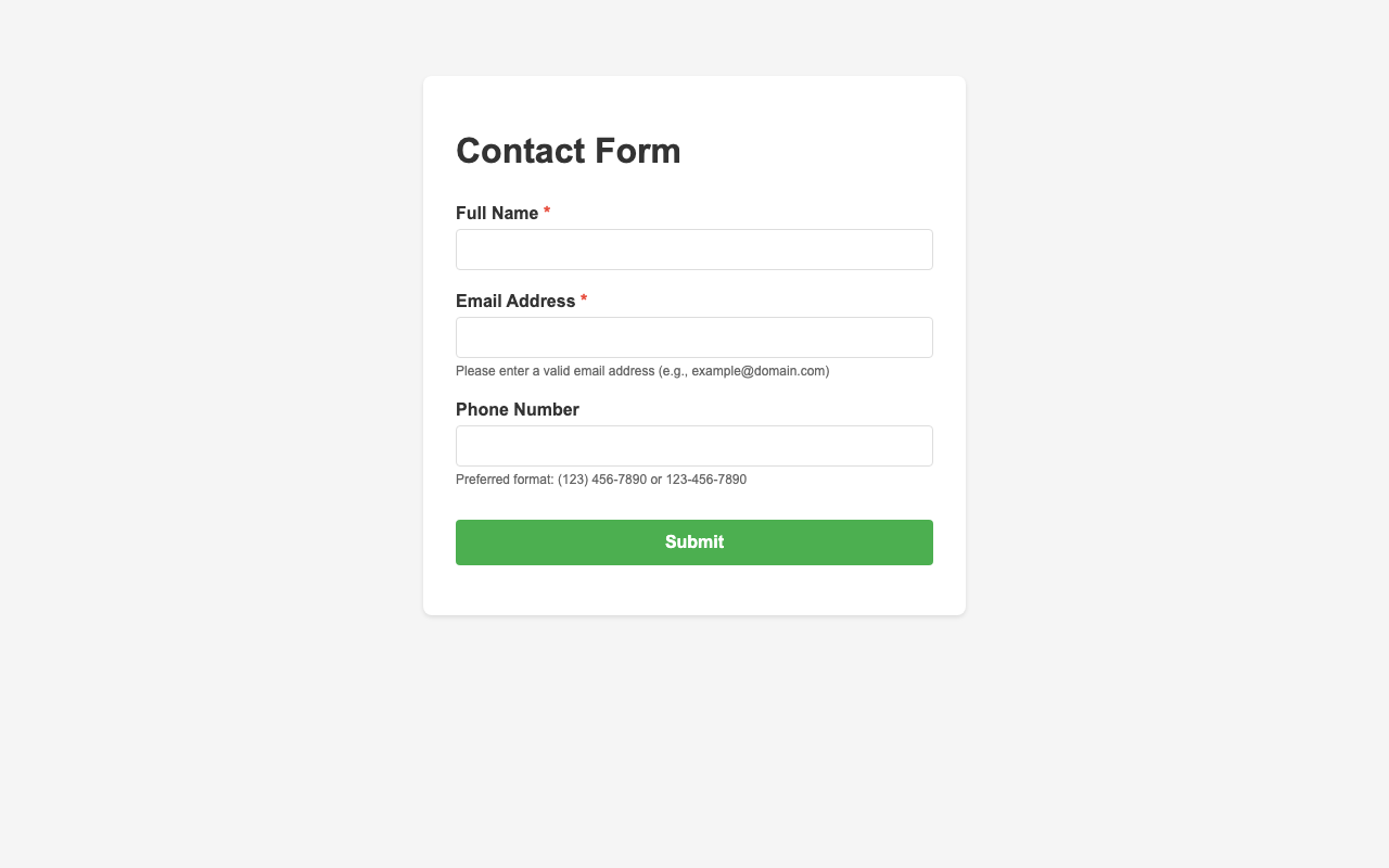 Screenshot sample 23 for simple-contact-form / Claude Haiku 4.5