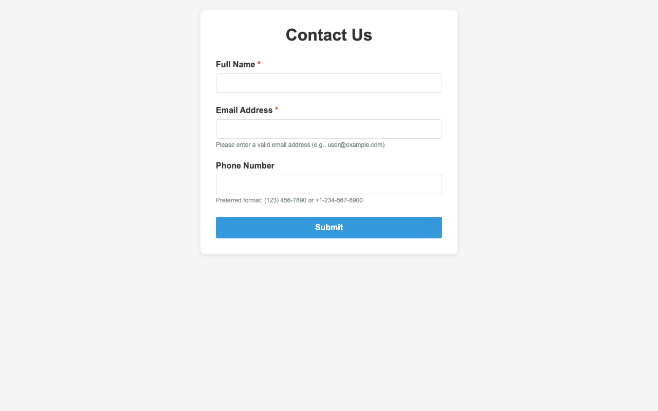 Screenshot sample 4 for simple-contact-form / Claude Haiku 4.5