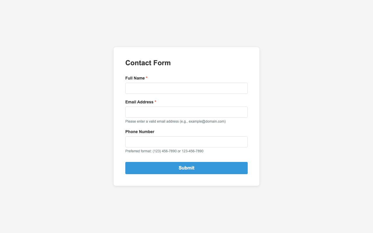 Screenshot sample 6 for simple-contact-form / Claude Haiku 4.5