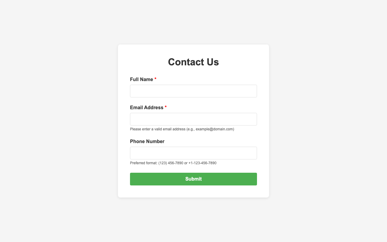 Screenshot sample 7 for simple-contact-form / Claude Haiku 4.5