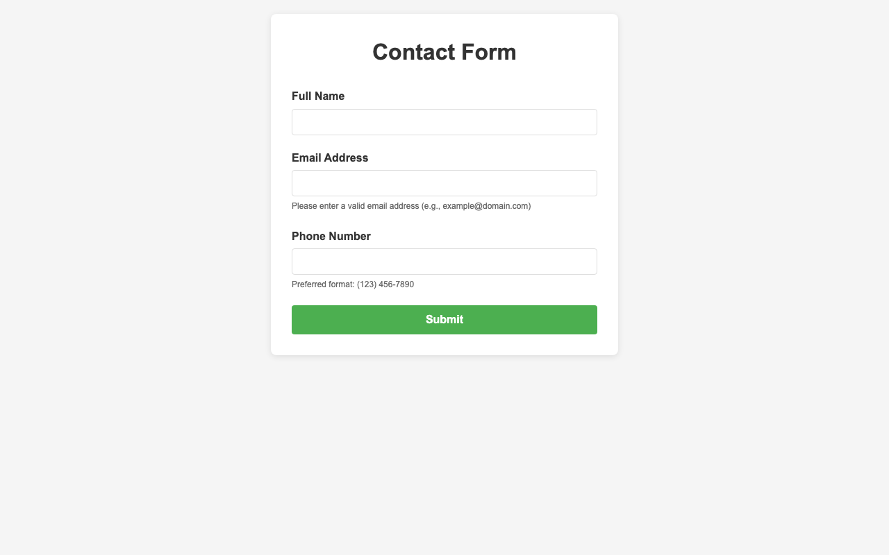 Screenshot sample 3 for simple-contact-form / Claude Sonnet 4.5