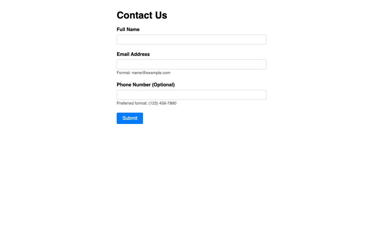 Screenshot sample 17 for simple-contact-form / Gemini 3 Flash Preview