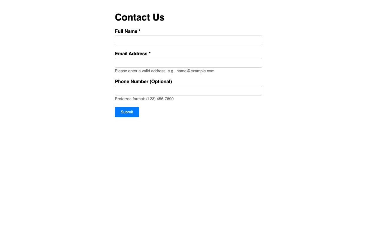 Screenshot sample 22 for simple-contact-form / Gemini 3 Flash Preview