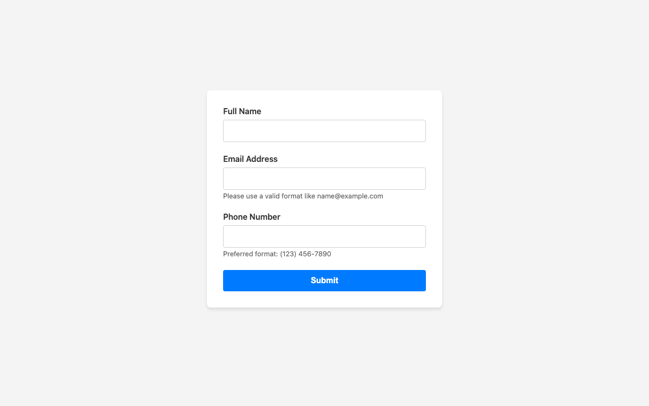 Screenshot sample 1 for simple-contact-form / Gemini 3 Pro Preview