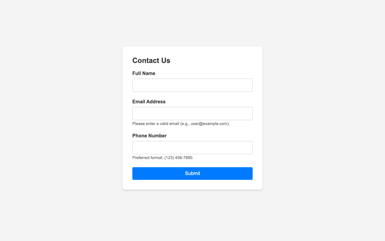 Screenshot sample 11 for simple-contact-form / Gemini 3 Pro Preview