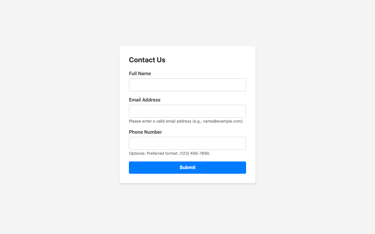 Screenshot sample 14 for simple-contact-form / Gemini 3 Pro Preview