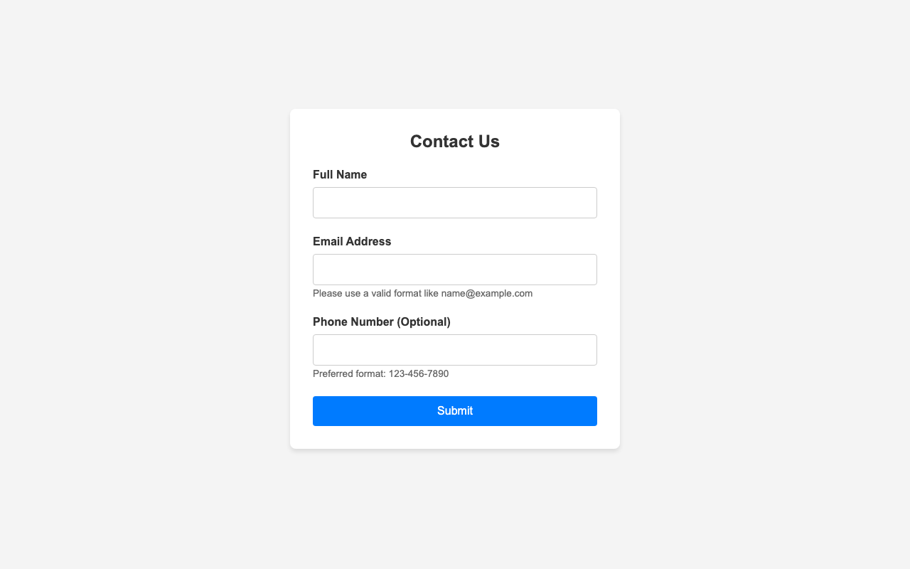 Screenshot sample 16 for simple-contact-form / Gemini 3 Pro Preview