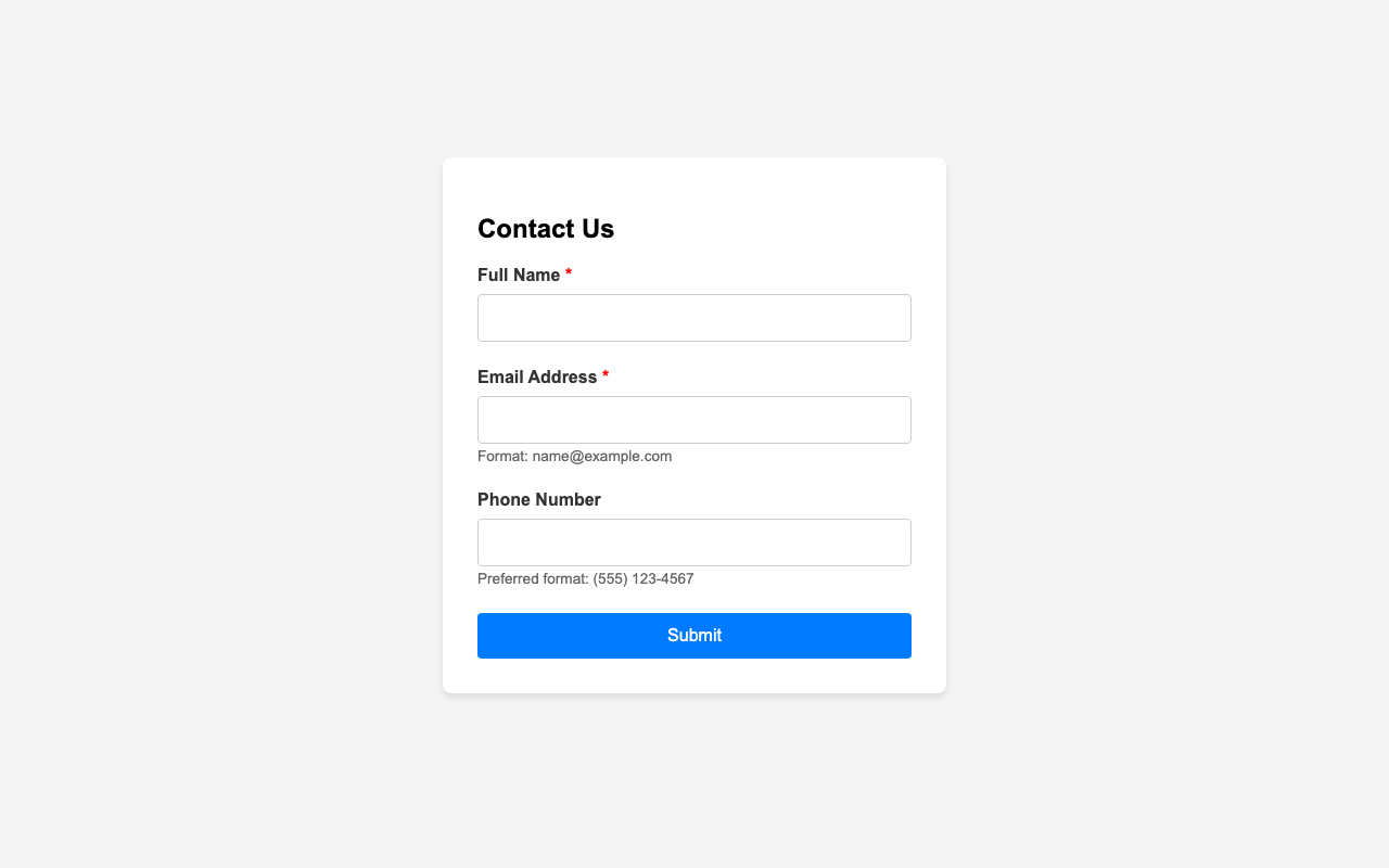 Screenshot sample 17 for simple-contact-form / Gemini 3 Pro Preview