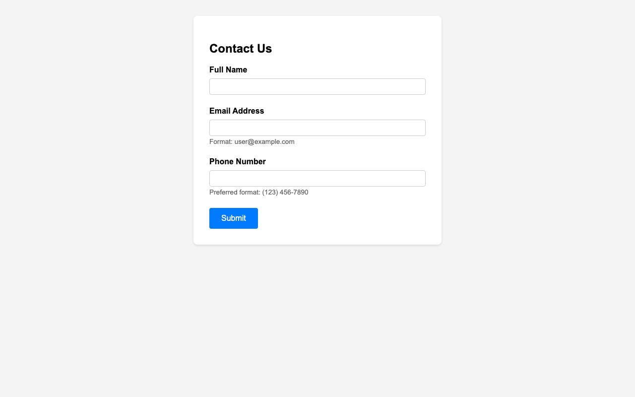 Screenshot sample 2 for simple-contact-form / Gemini 3 Pro Preview