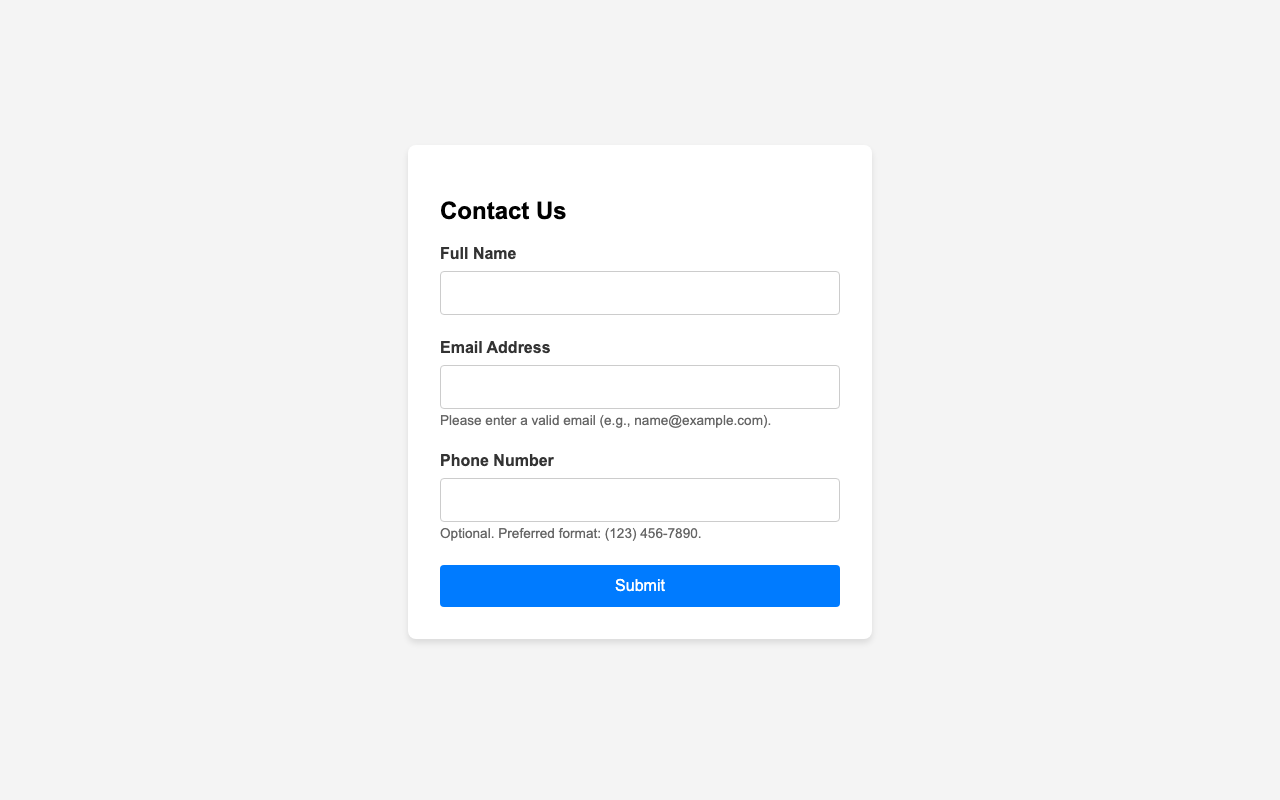 Screenshot sample 22 for simple-contact-form / Gemini 3 Pro Preview